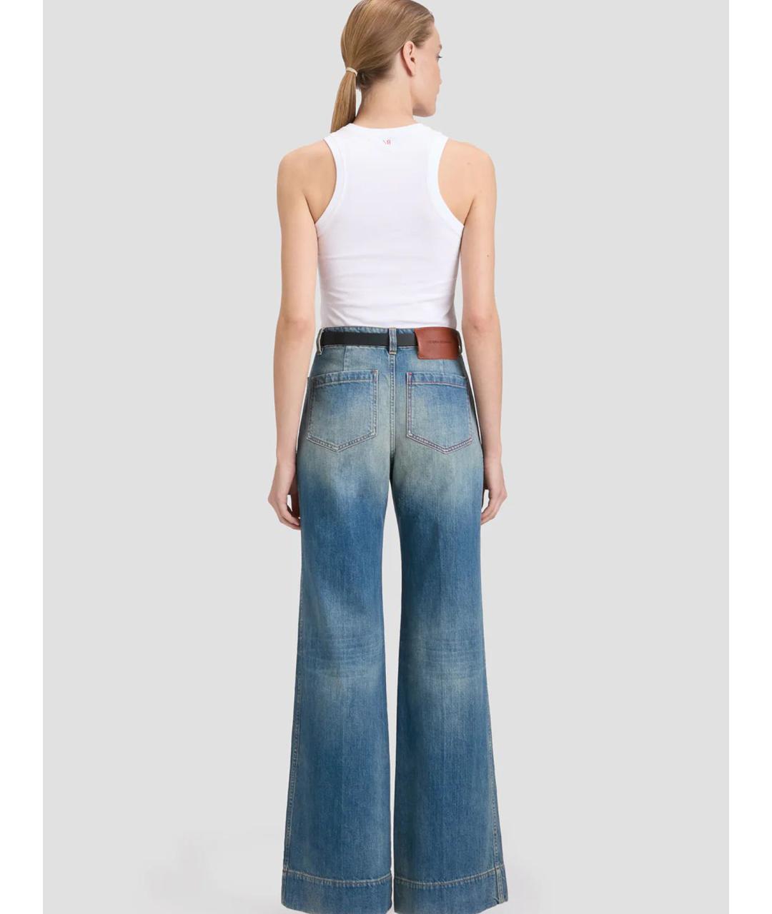 VICTORIA BECKHAM Синие хлопковые джинсы клеш, фото 4