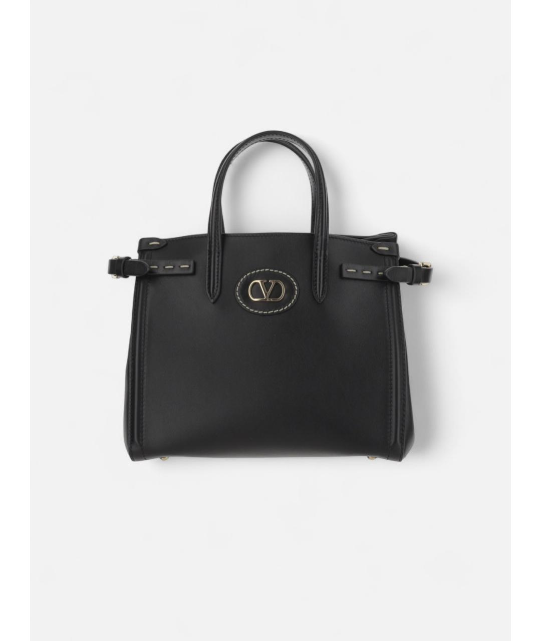 VALENTINO Черная кожаная сумка тоут, фото 4