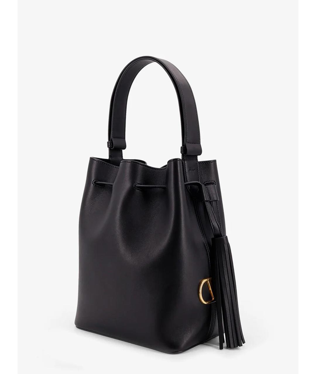 VALENTINO Черная кожаная сумка тоут, фото 2