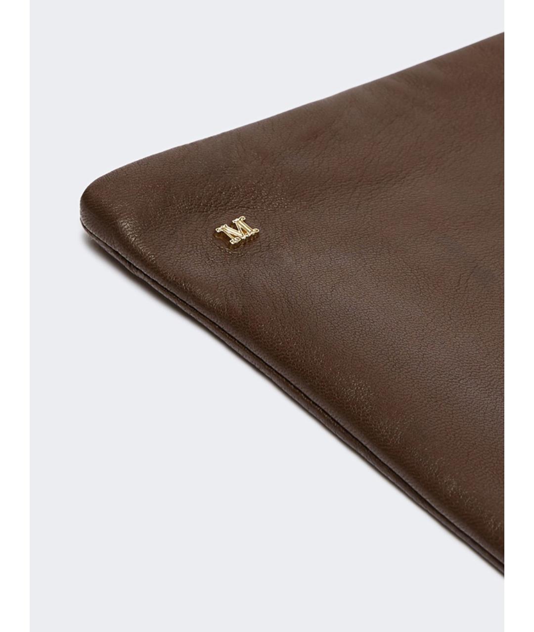 MAX MARA Коричневые кожаные перчатки, фото 2