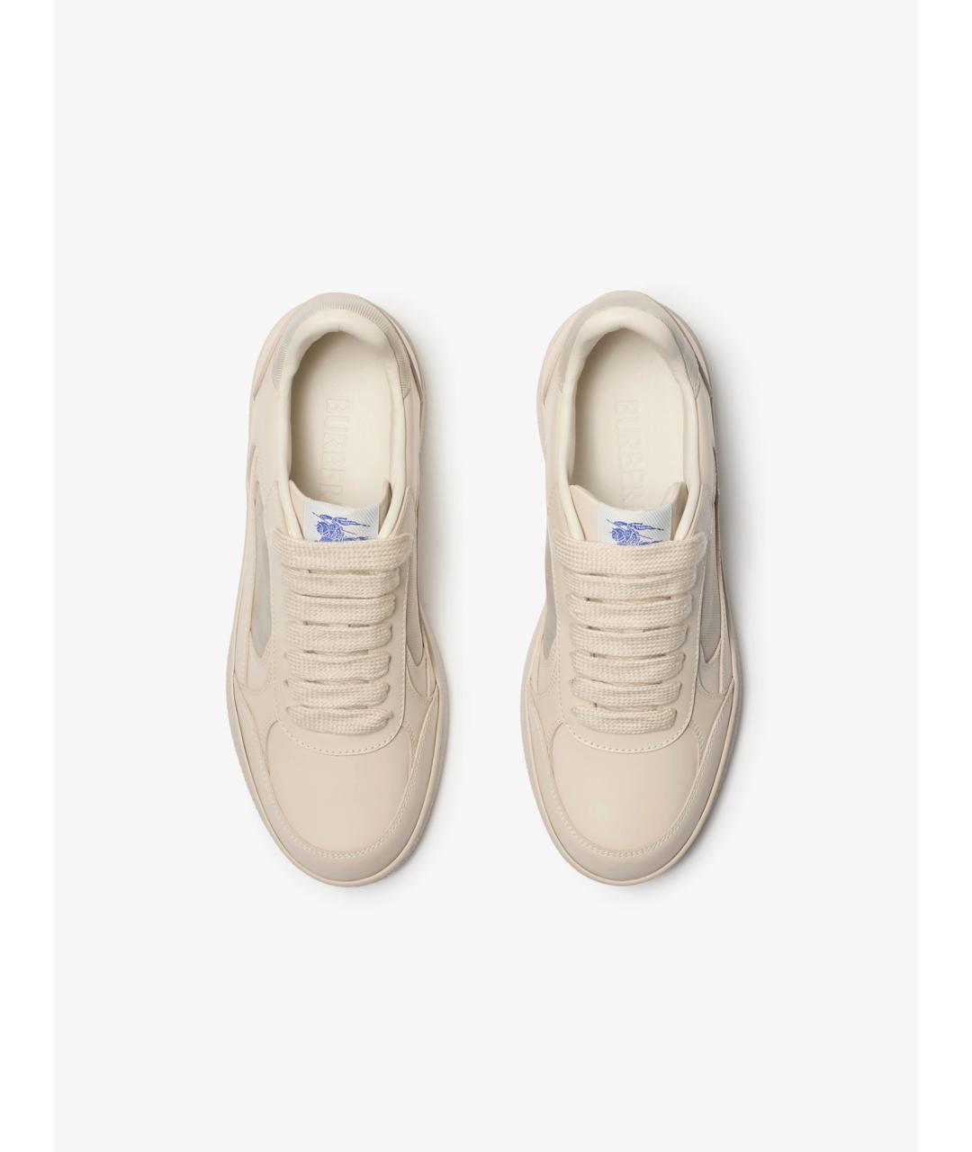 BURBERRY Бежевые кожаные кроссовки, фото 2