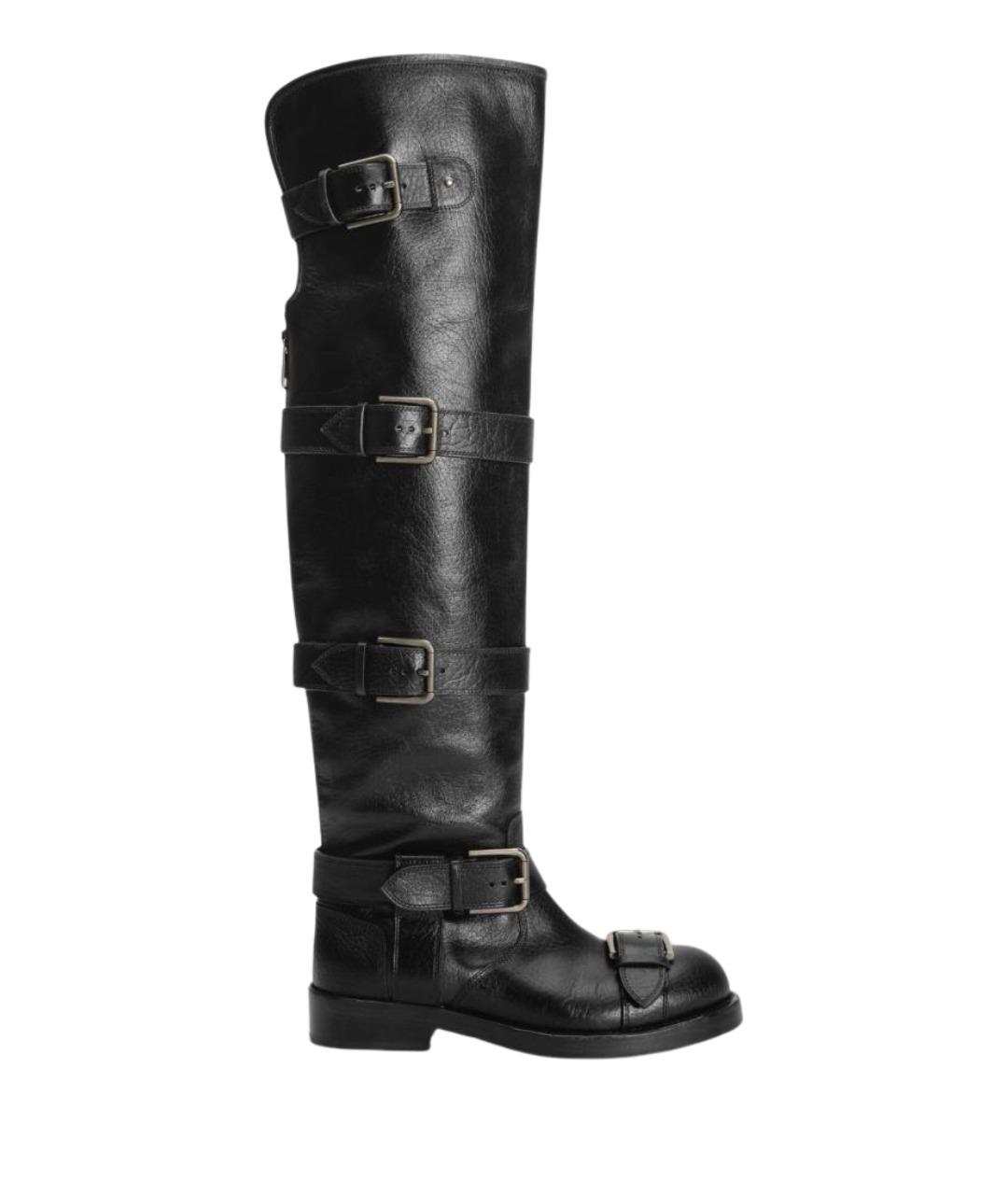 DOLCE&GABBANA Черные кожаные ботфорты, фото 1