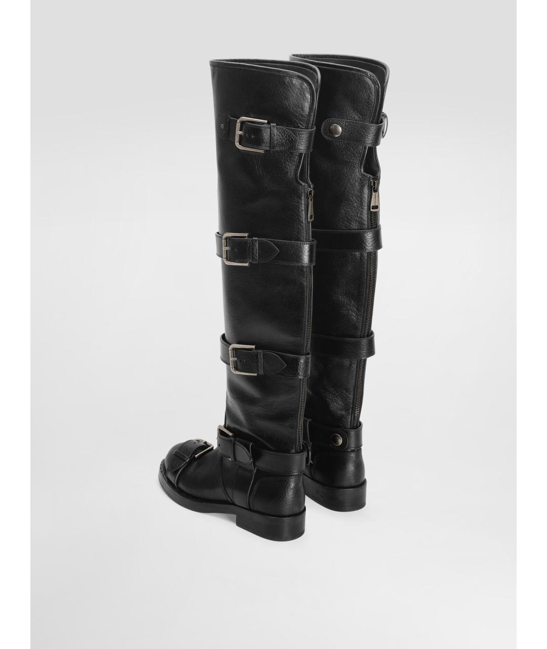 DOLCE&GABBANA Черные кожаные ботфорты, фото 3