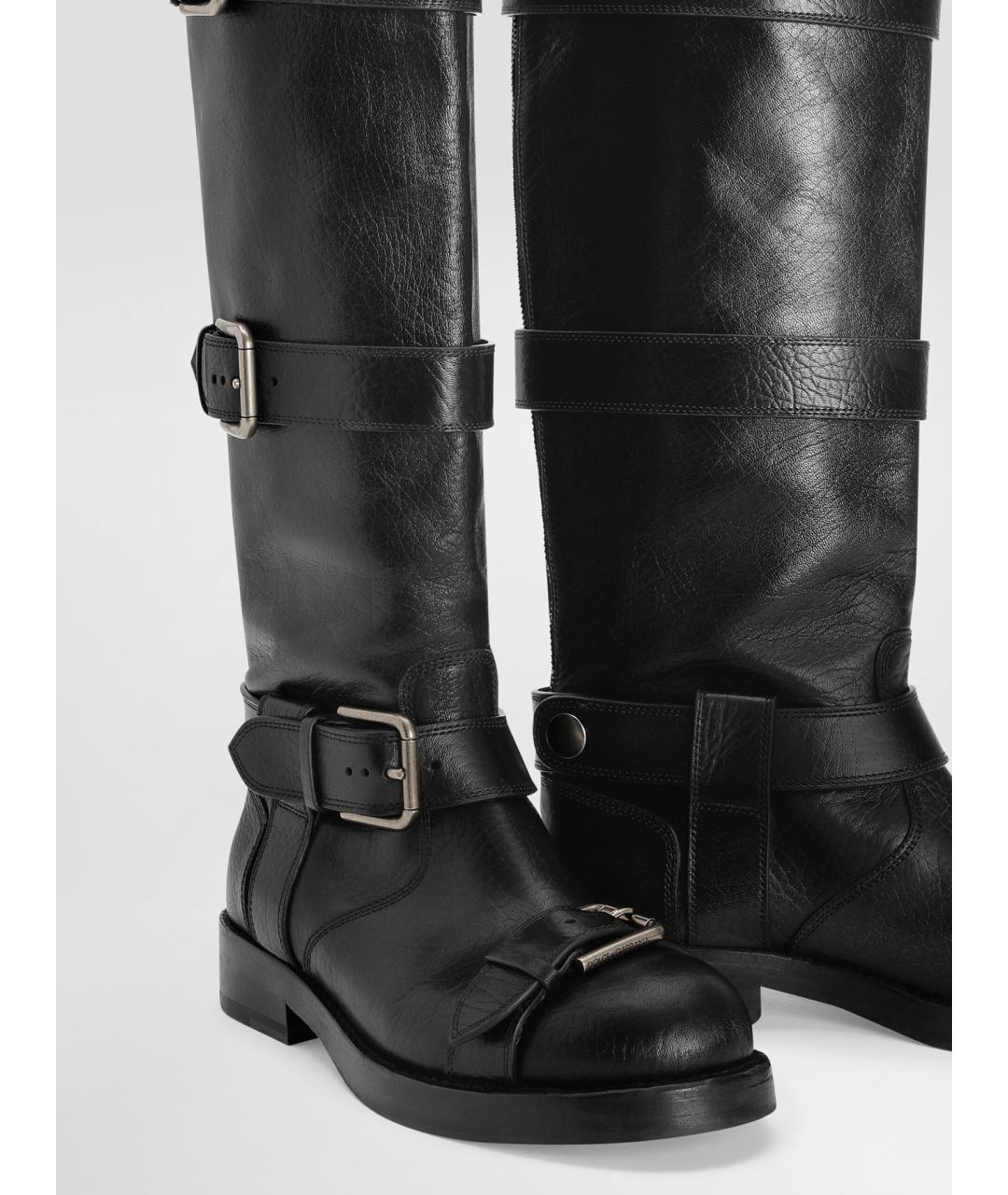 DOLCE&GABBANA Черные кожаные ботфорты, фото 4