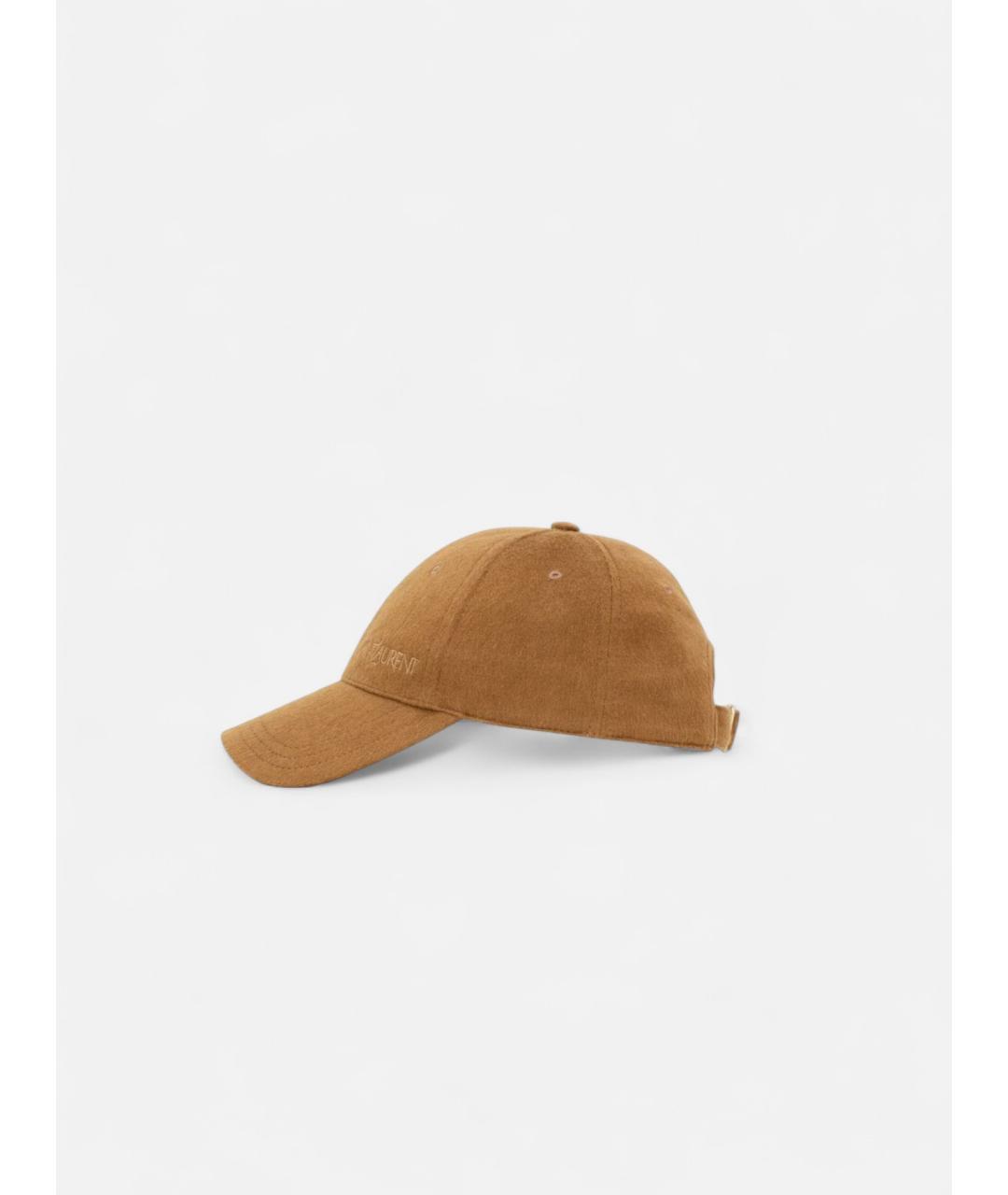 SAINT LAURENT Коричневая хлопковая кепка, фото 2