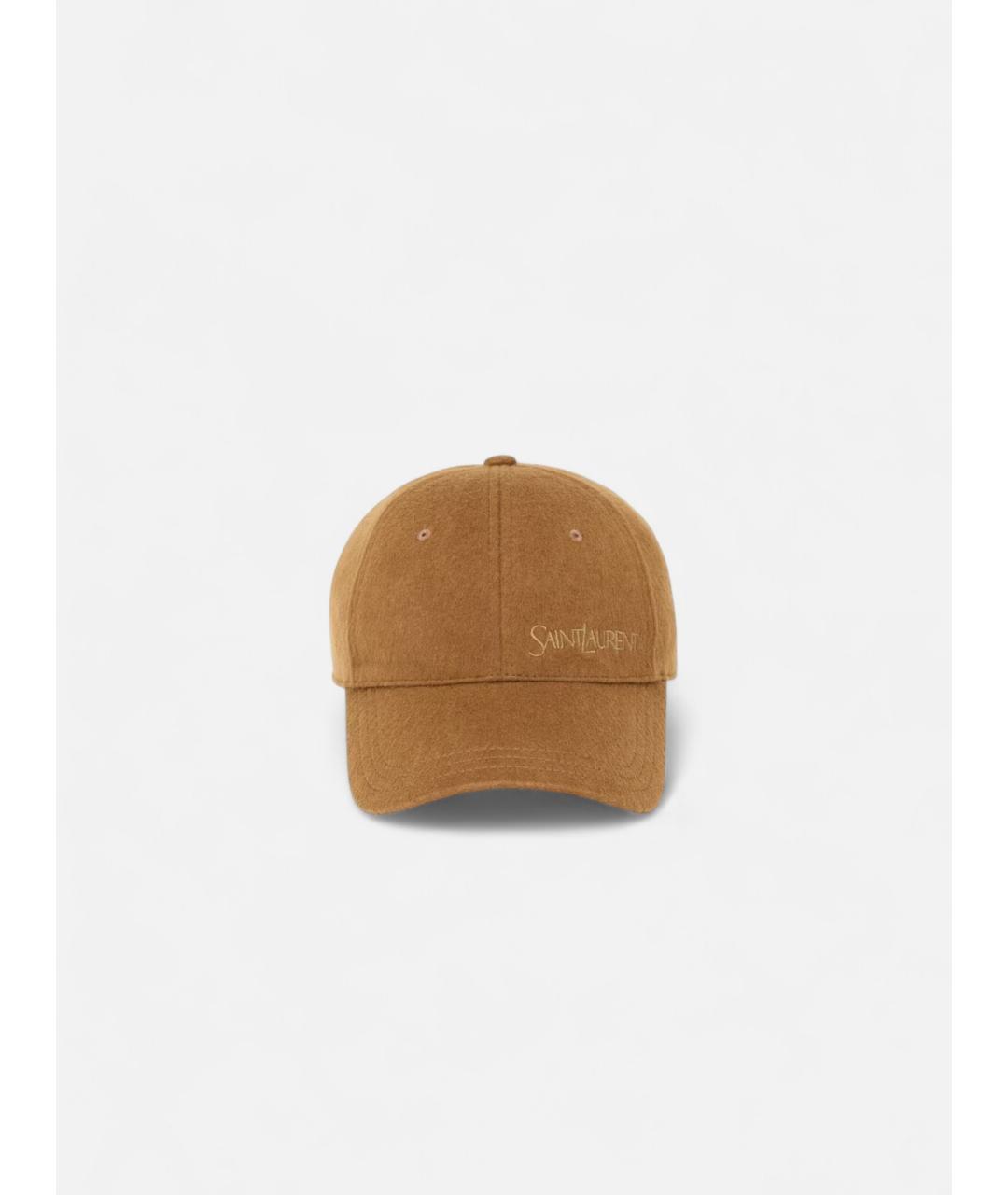 SAINT LAURENT Коричневая хлопковая кепка, фото 1