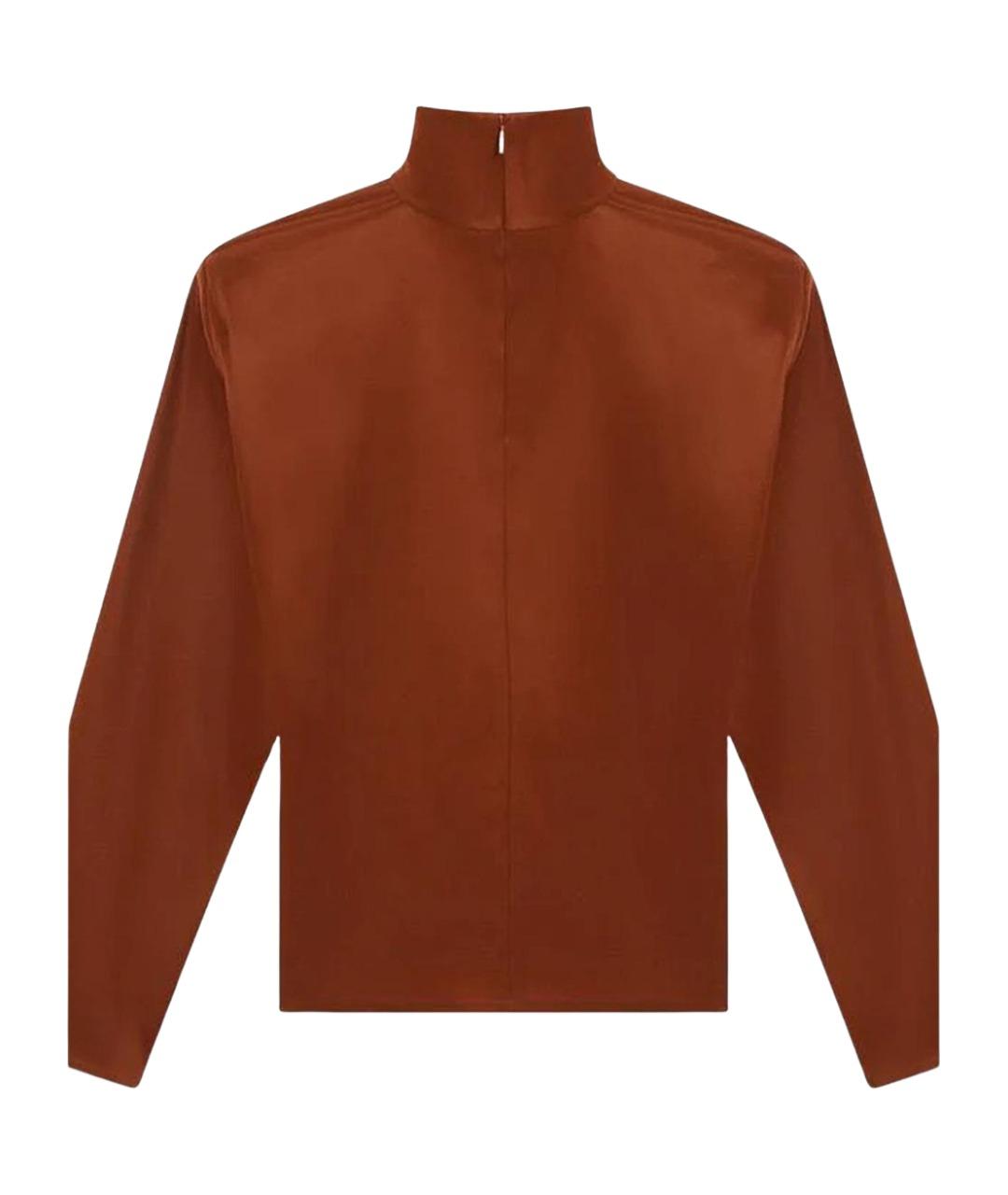 SAINT LAURENT Коричневая шелковая блузы, фото 2