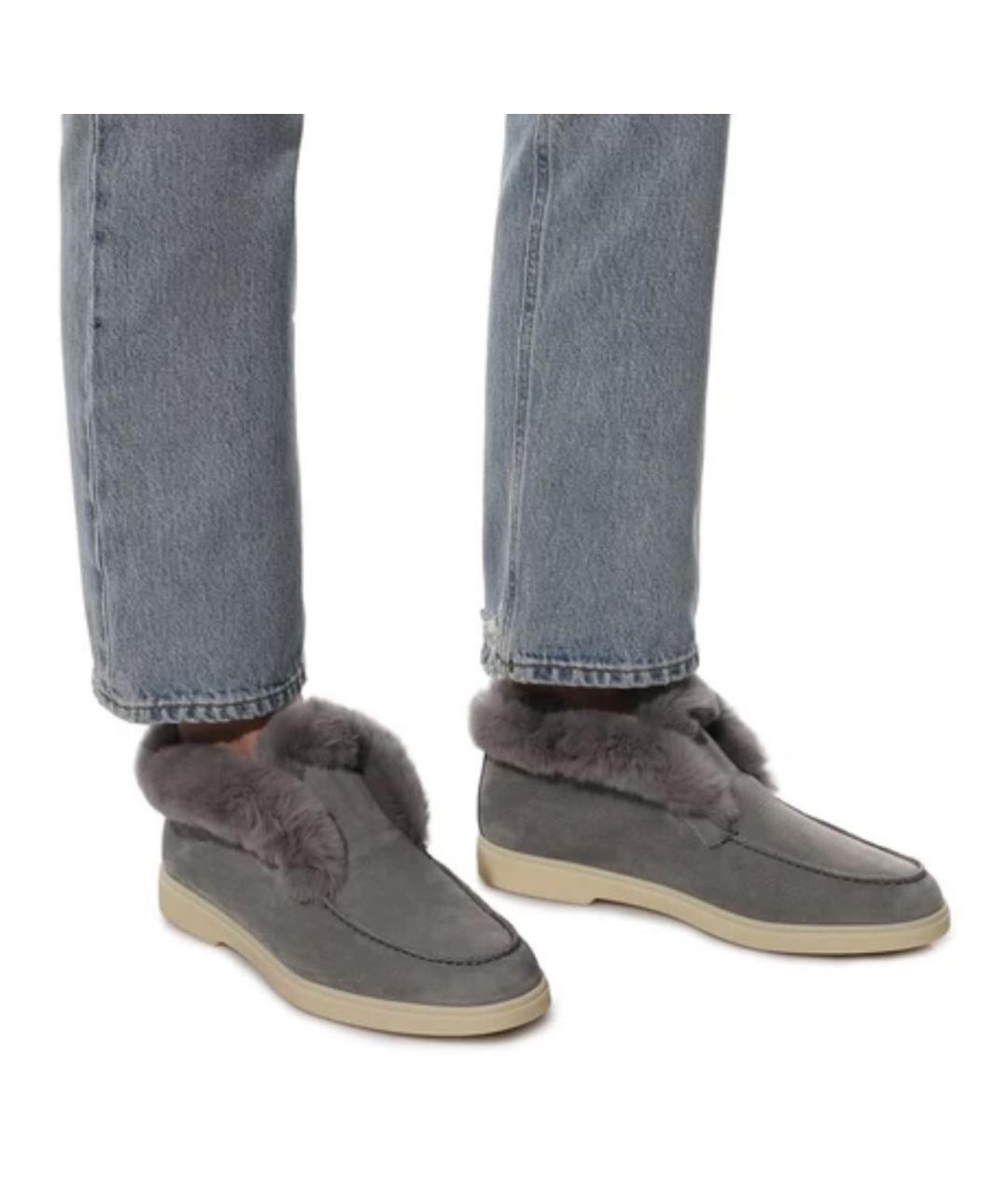 SANTONI Серые замшевые ботинки, фото 5