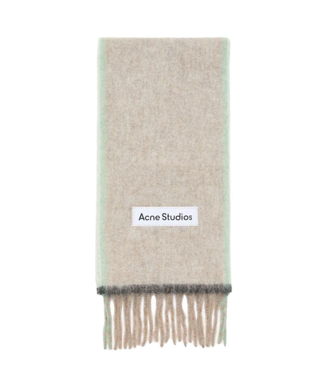 ACNE STUDIOS Бежевый шерстяной шарф, фото 4