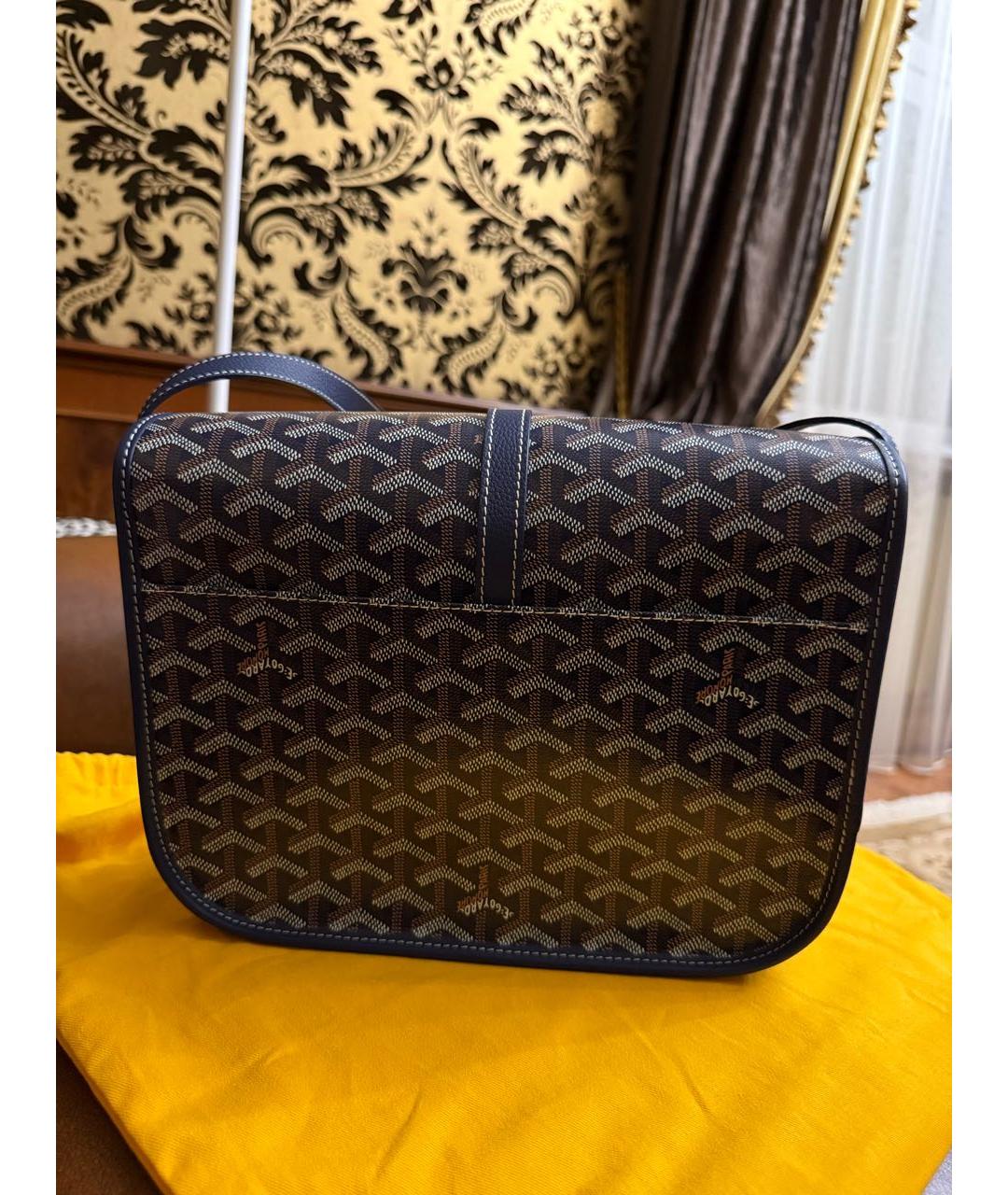 GOYARD Темно-синяя кожаная сумка на плечо, фото 3