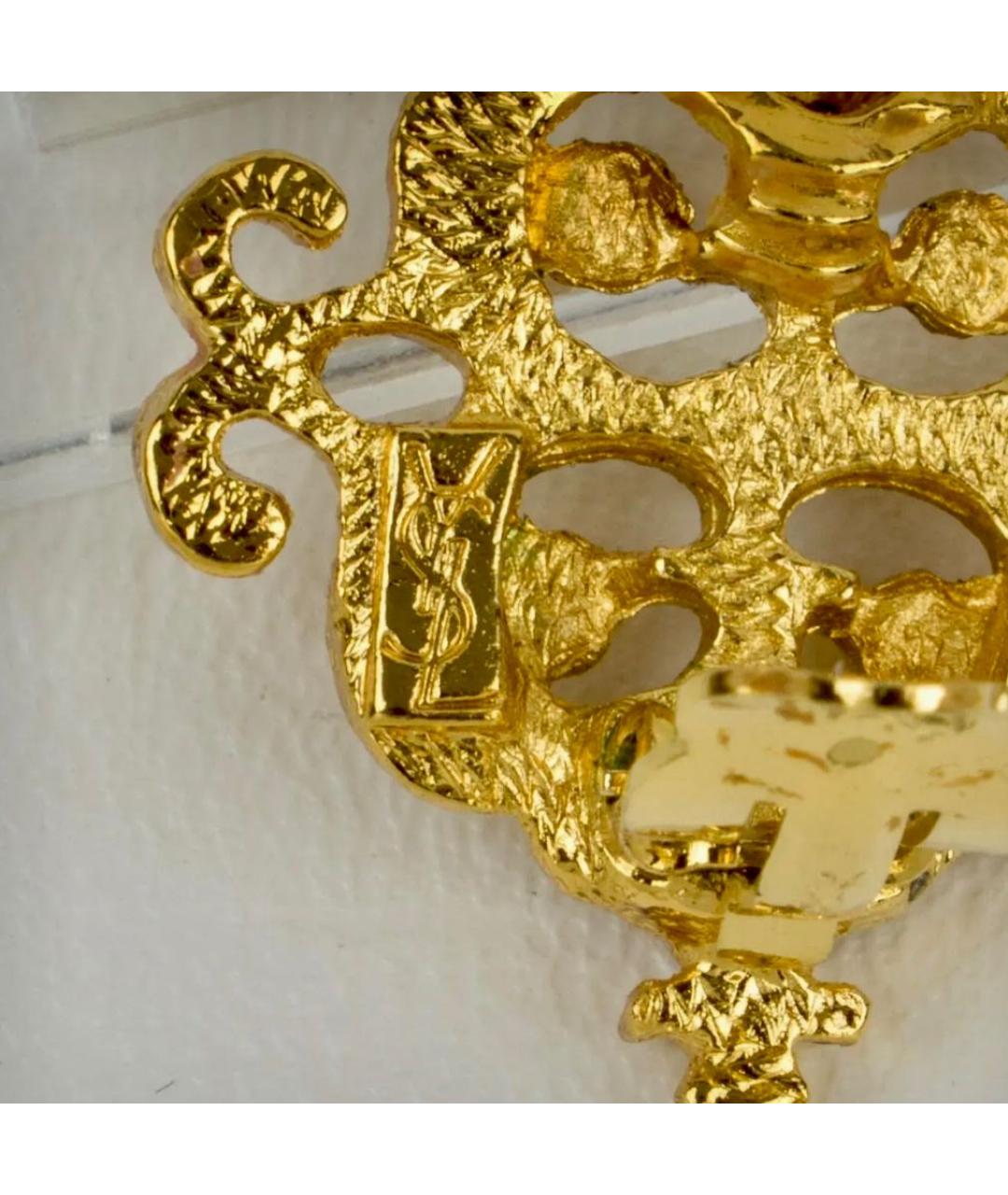 SAINT LAURENT Золотые позолоченные серьги, фото 3