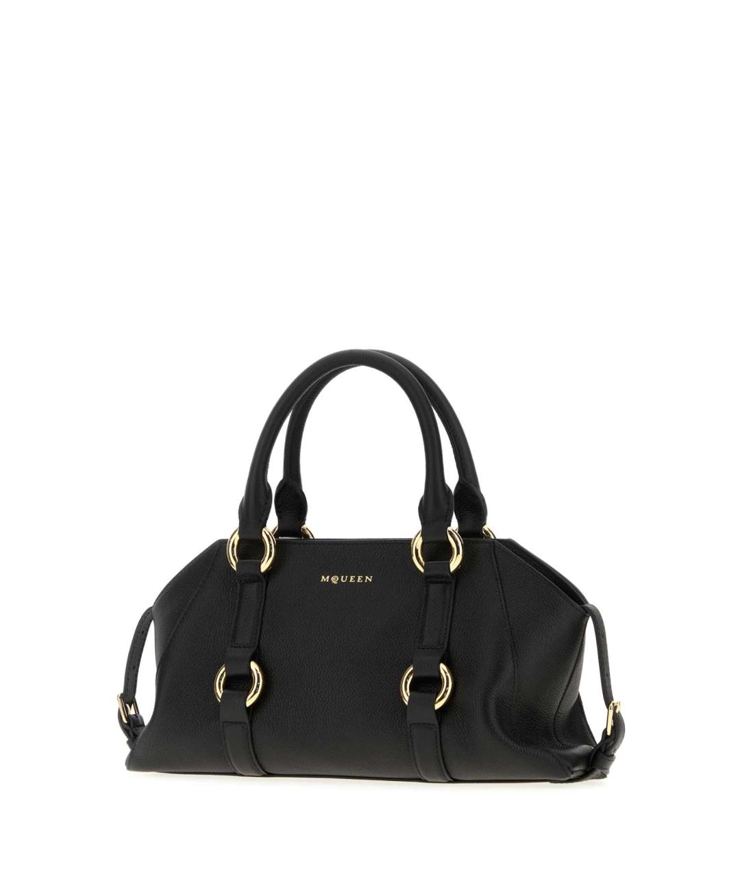 ALEXANDER MCQUEEN Черная кожаная сумка с короткими ручками, фото 2