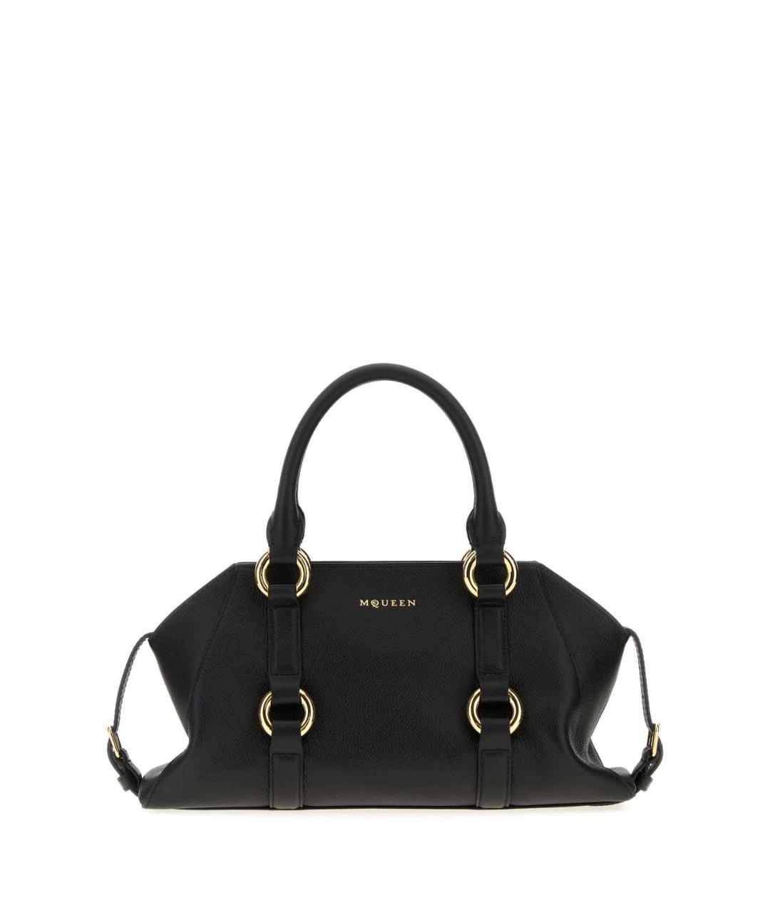 ALEXANDER MCQUEEN Черная кожаная сумка с короткими ручками, фото 1