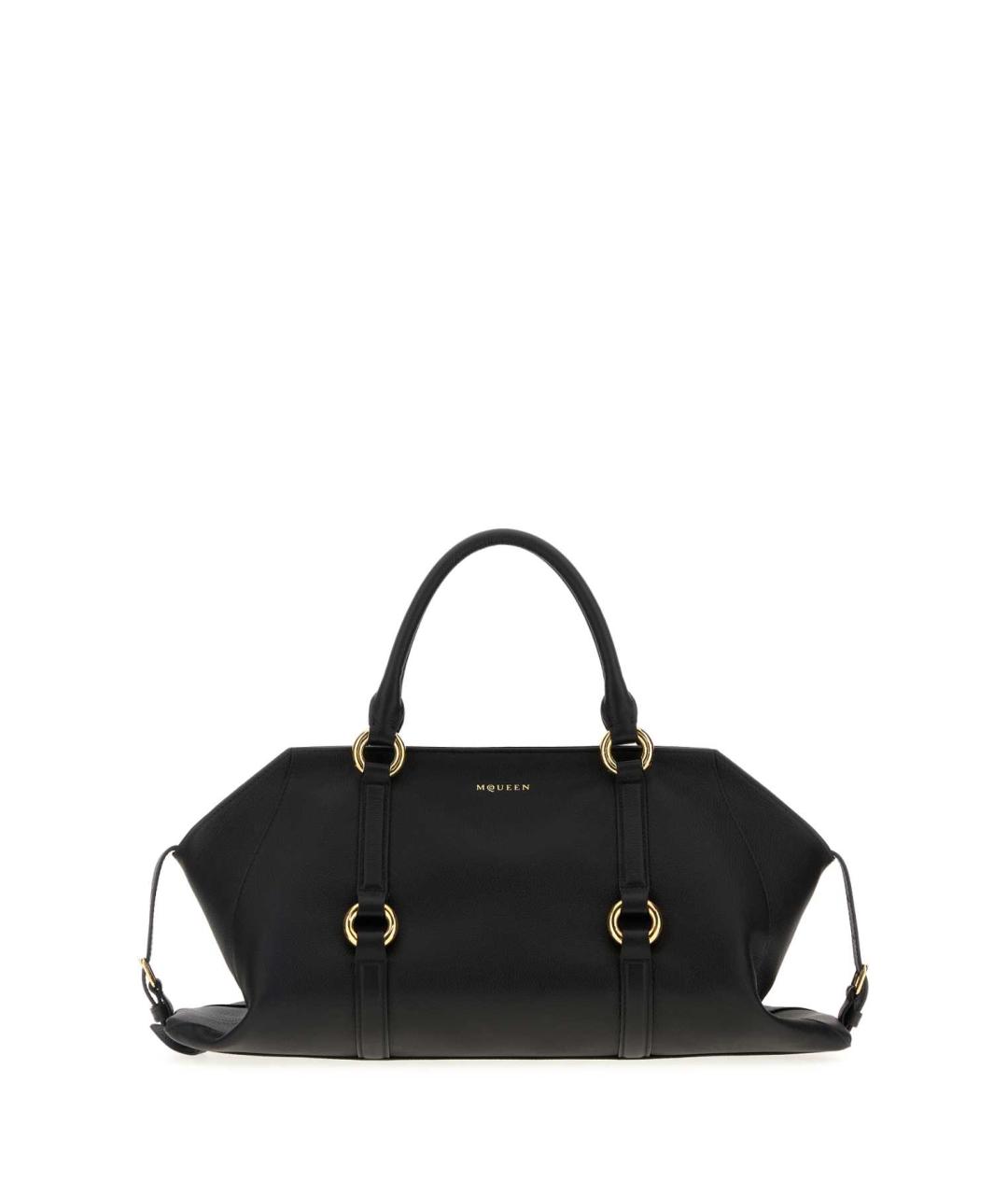 ALEXANDER MCQUEEN Черная кожаная сумка с короткими ручками, фото 1