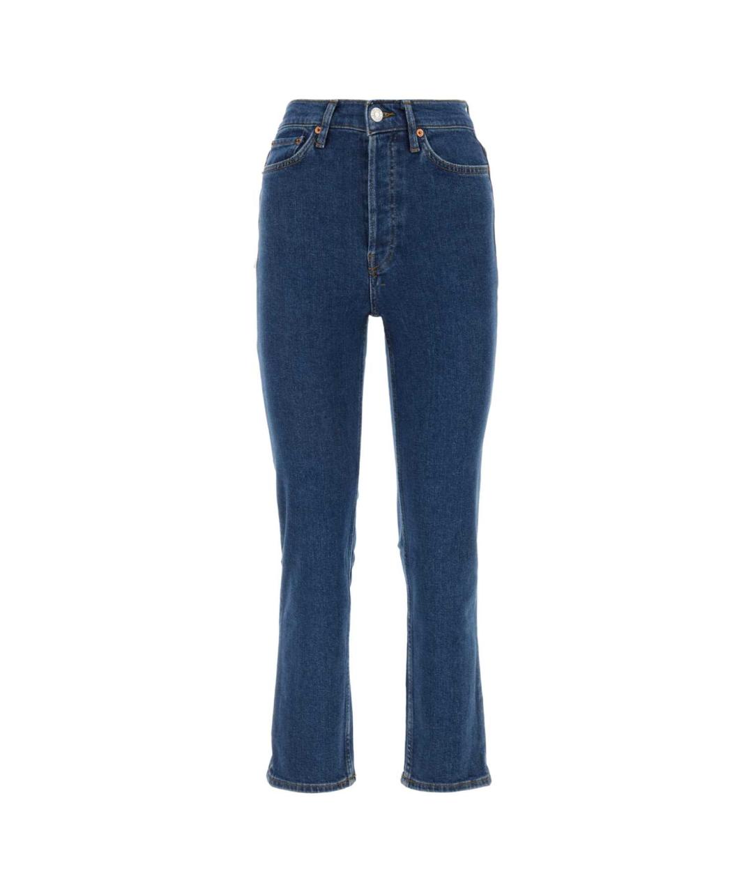 RE/DONE Синие хлопко-полиэстеровые прямые джинсы, фото 1