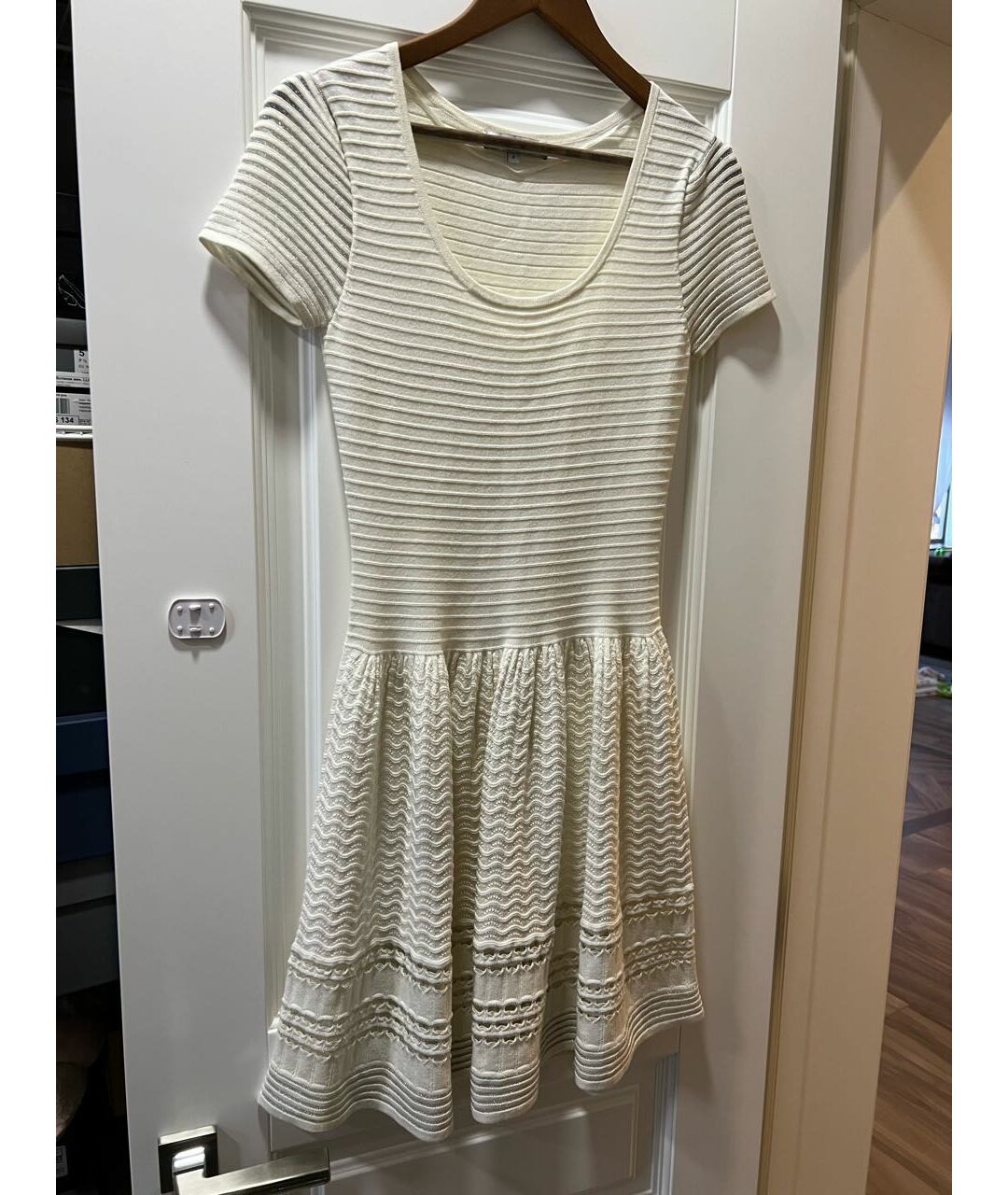 SANDRO Белое хлопко-эластановое повседневное платье, фото 2