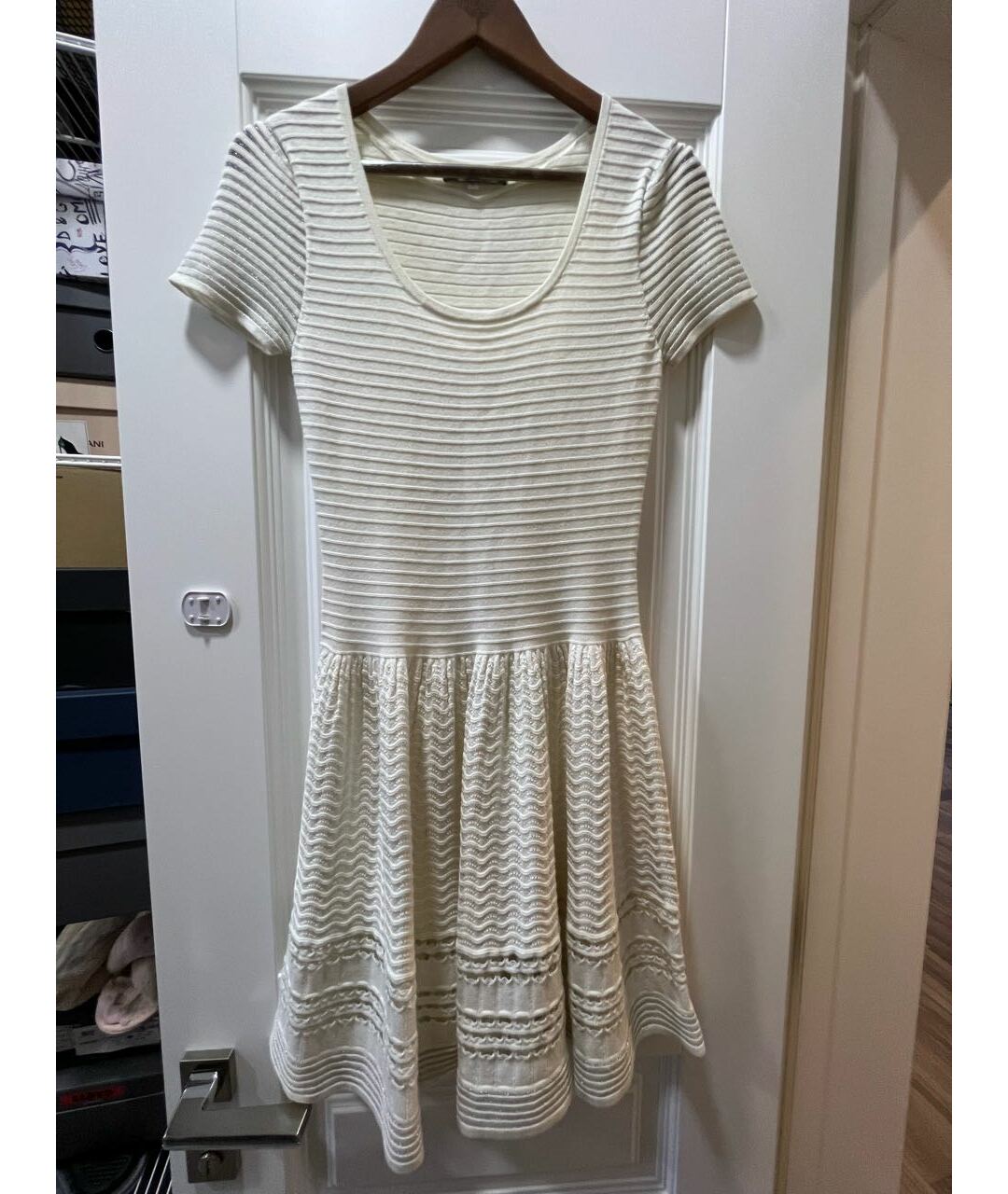 SANDRO Белое хлопко-эластановое повседневное платье, фото 9