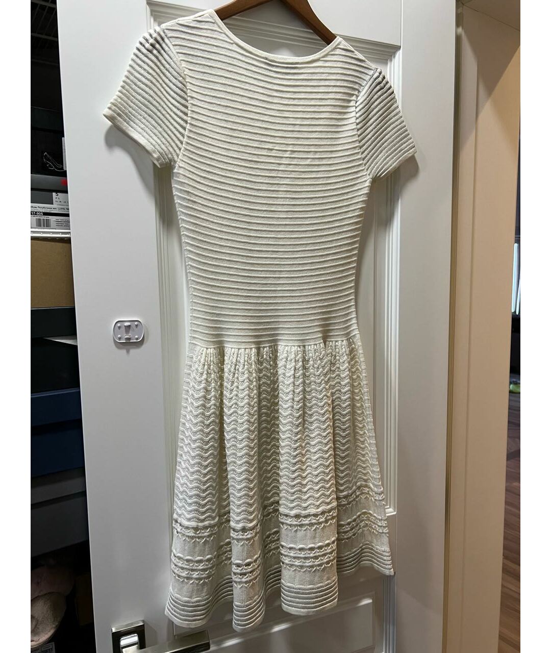 SANDRO Белое хлопко-эластановое повседневное платье, фото 3