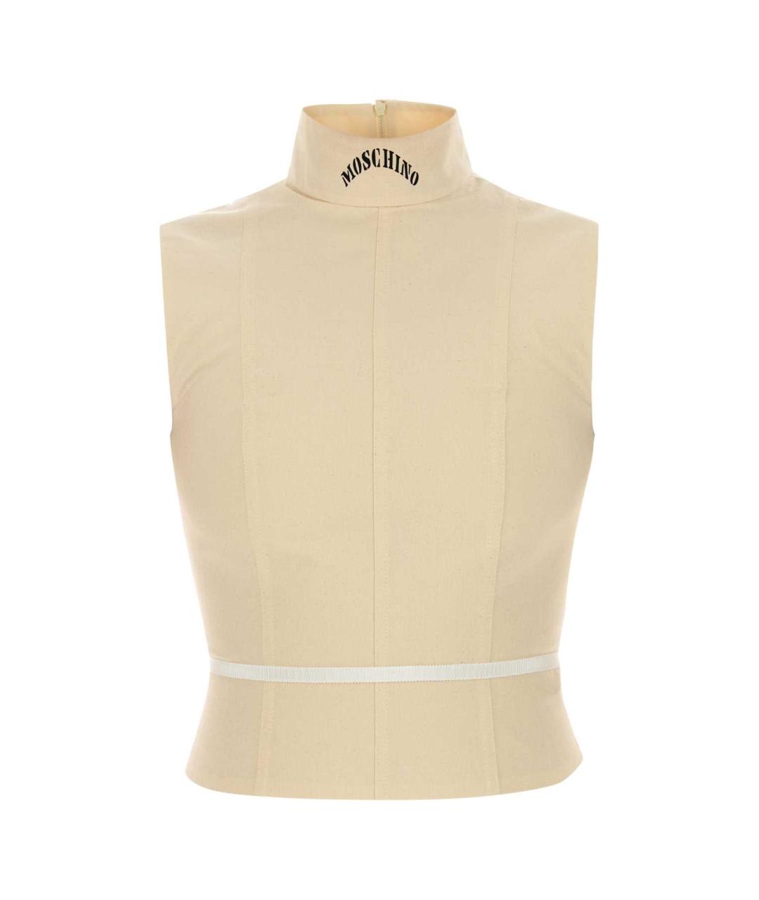 MOSCHINO Бежевая хлопковая футболка, фото 1