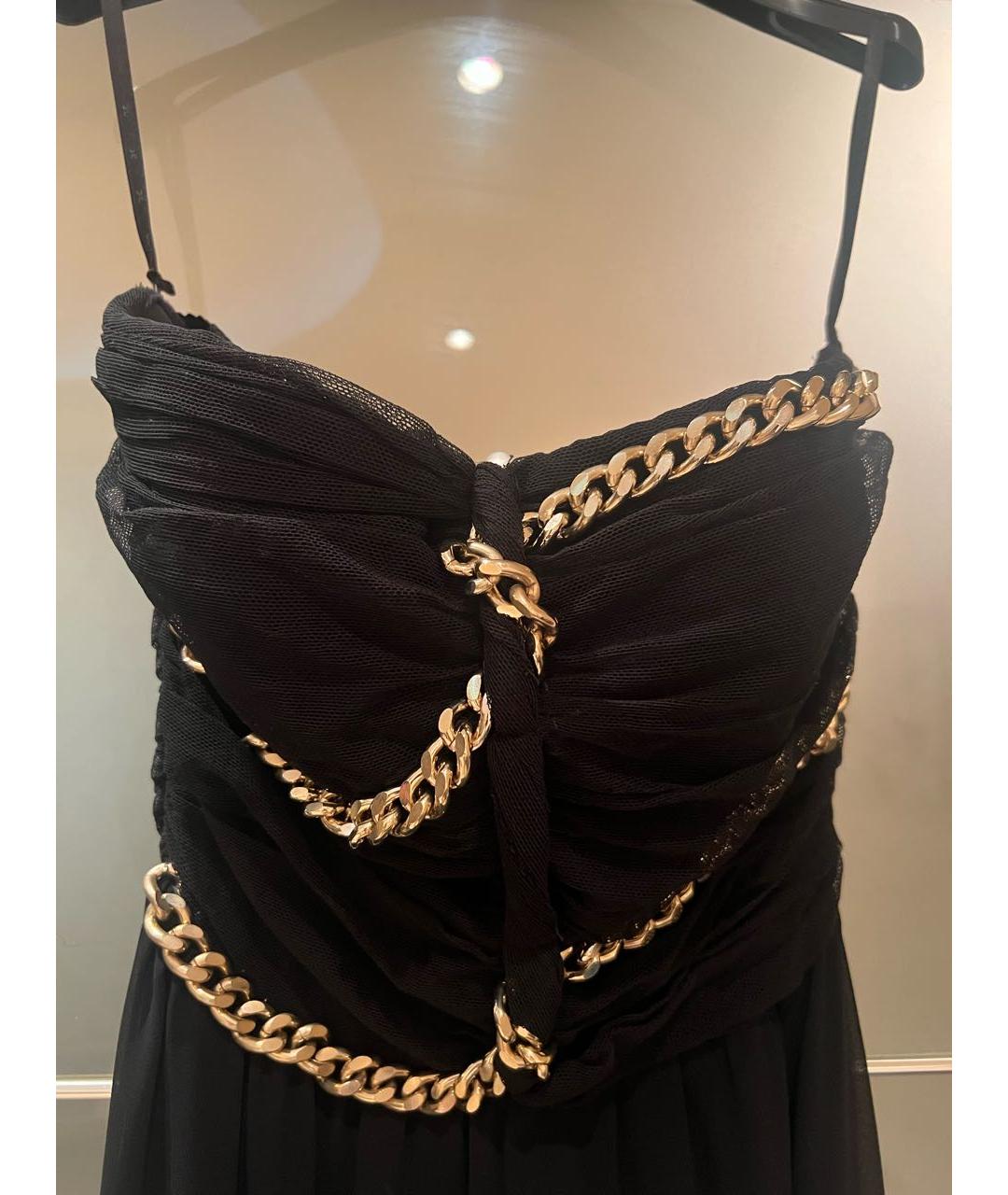 ELISABETTA FRANCHI Черное полиэстеровое вечернее платье, фото 4