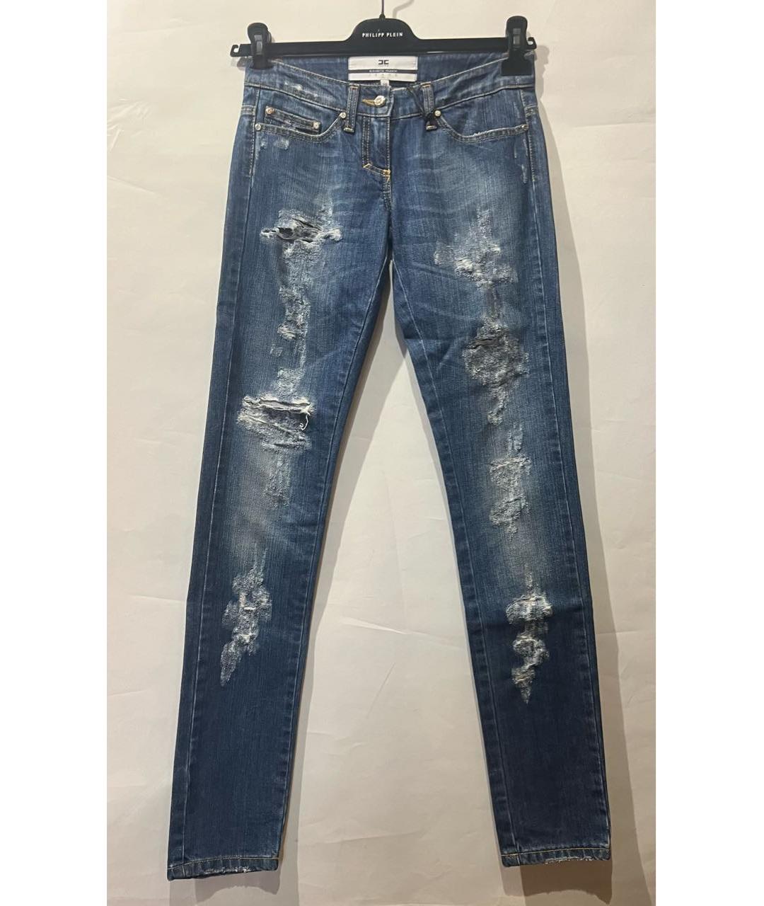 ELISABETTA FRANCHI Синие хлопковые прямые джинсы, фото 7