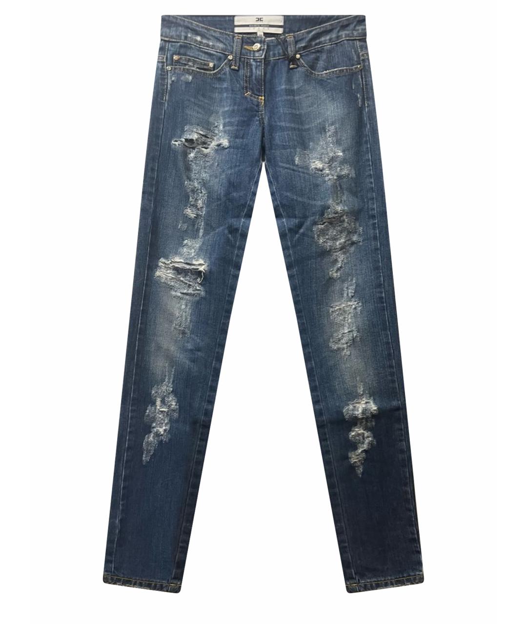 ELISABETTA FRANCHI Синие хлопковые прямые джинсы, фото 1