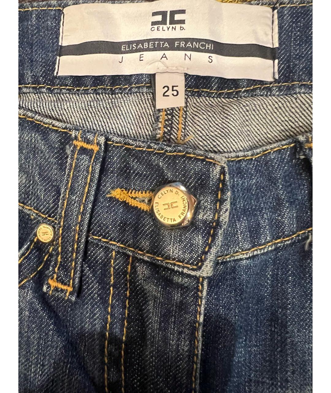 ELISABETTA FRANCHI Синие хлопковые прямые джинсы, фото 6