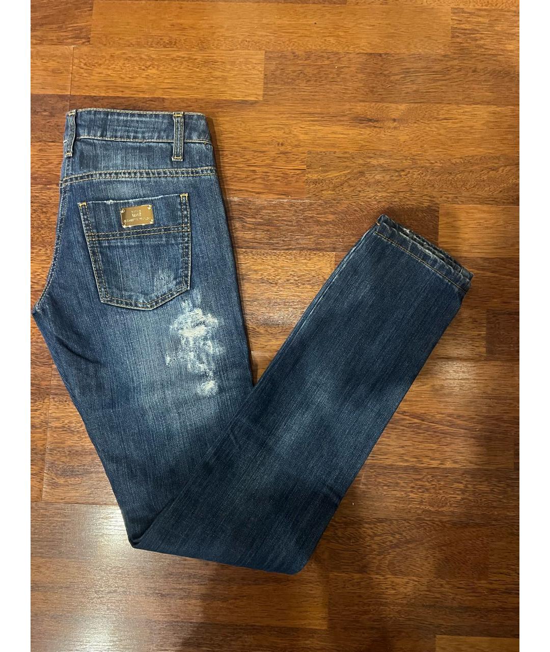 ELISABETTA FRANCHI Синие хлопковые прямые джинсы, фото 4