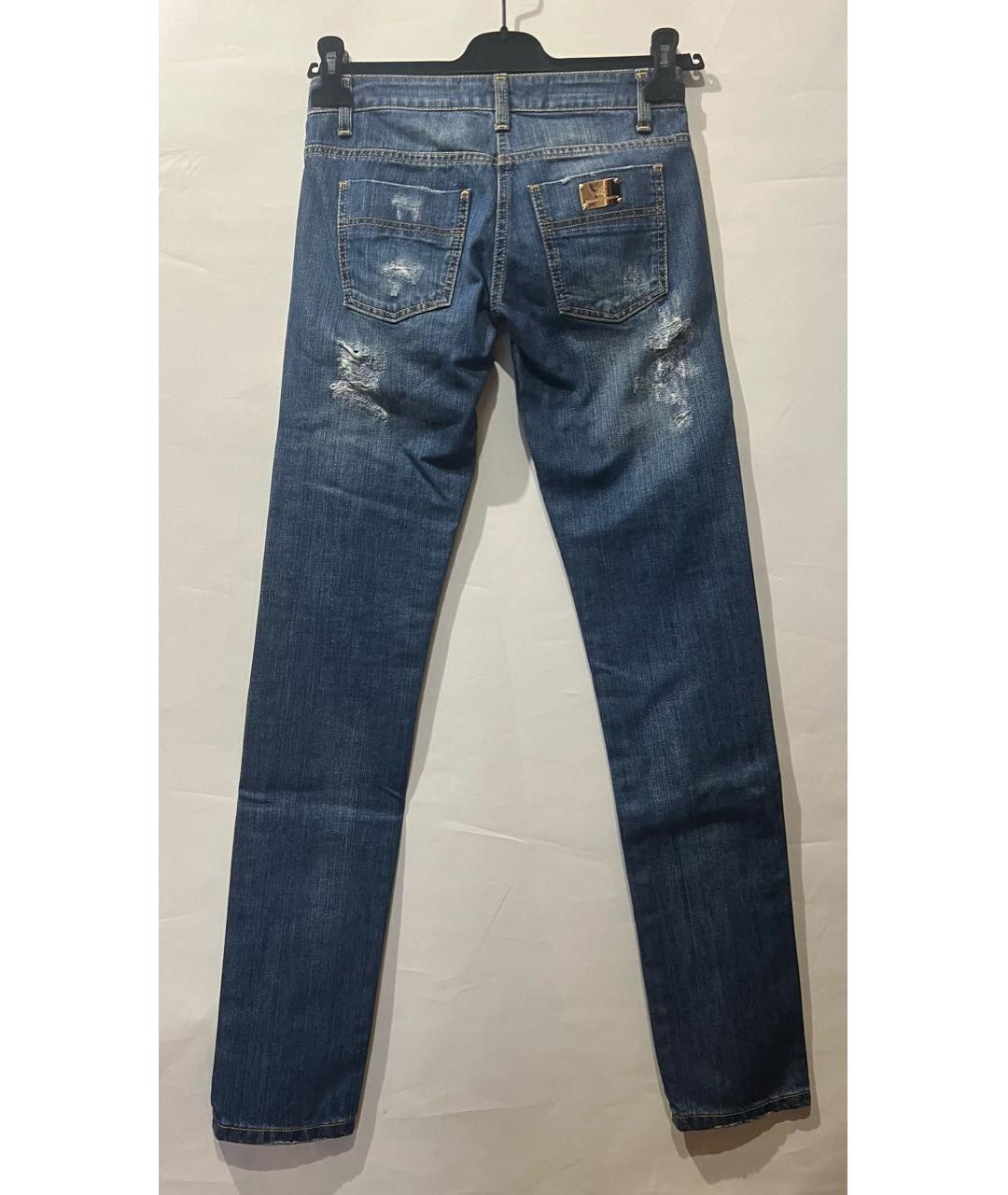 ELISABETTA FRANCHI Синие хлопковые прямые джинсы, фото 3