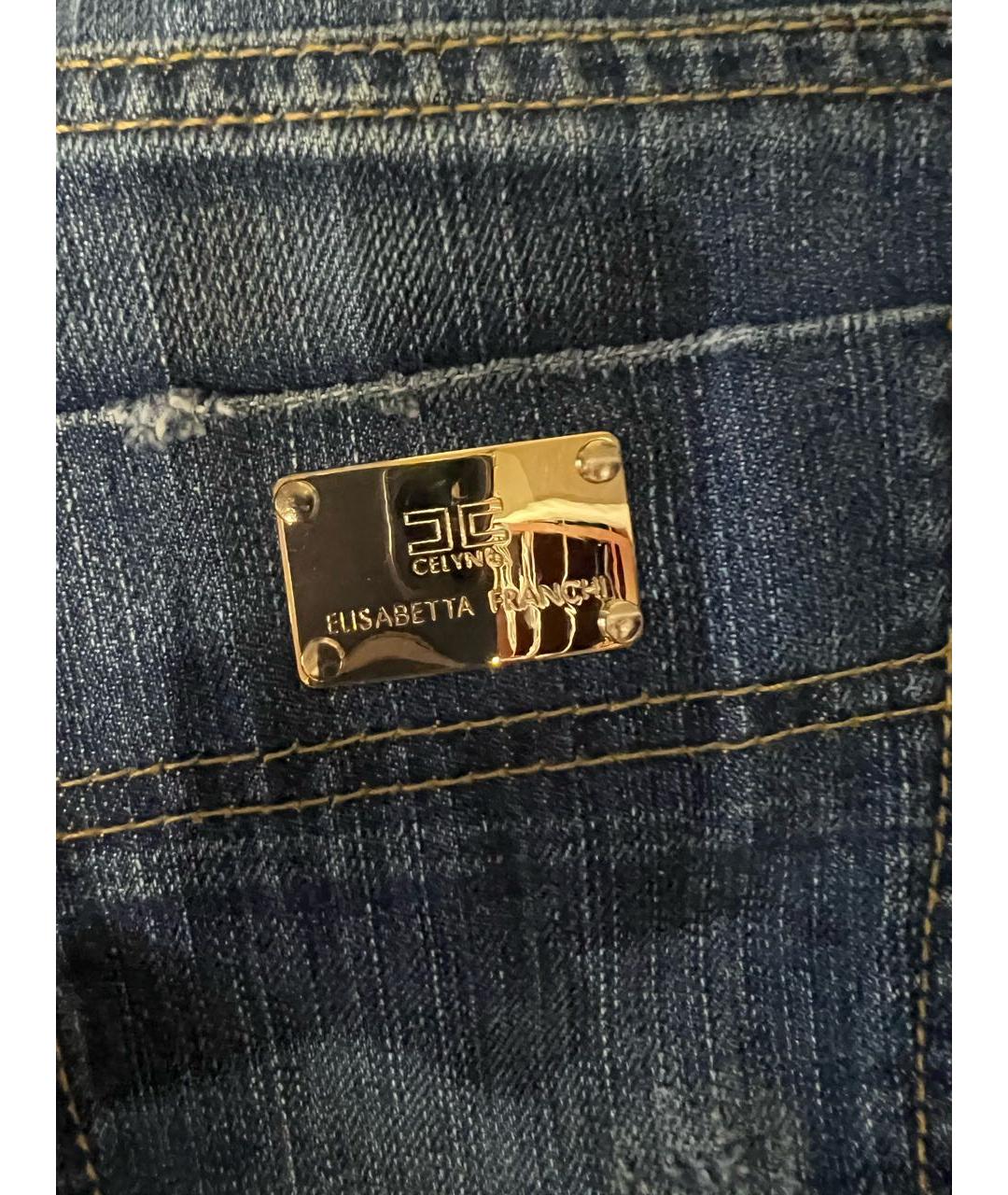 ELISABETTA FRANCHI Синие хлопковые прямые джинсы, фото 5