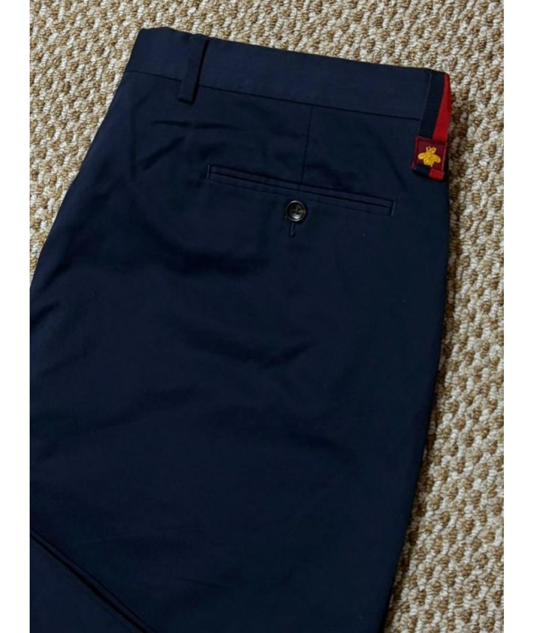 GUCCI Темно-синие хлопковые повседневные брюки, фото 4