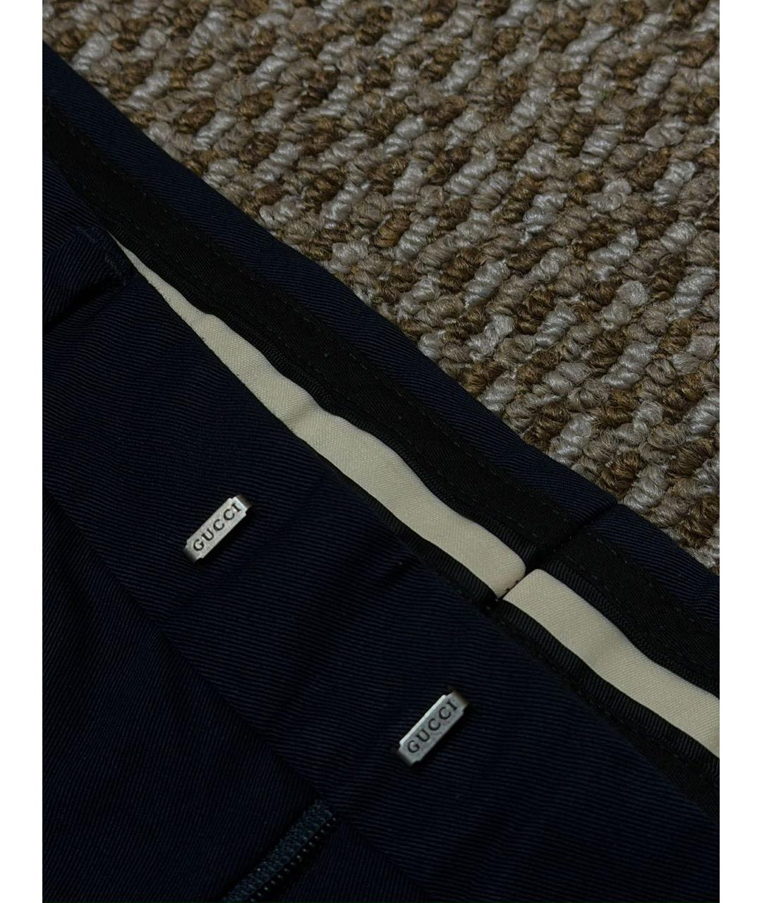 GUCCI Темно-синие хлопковые повседневные брюки, фото 7