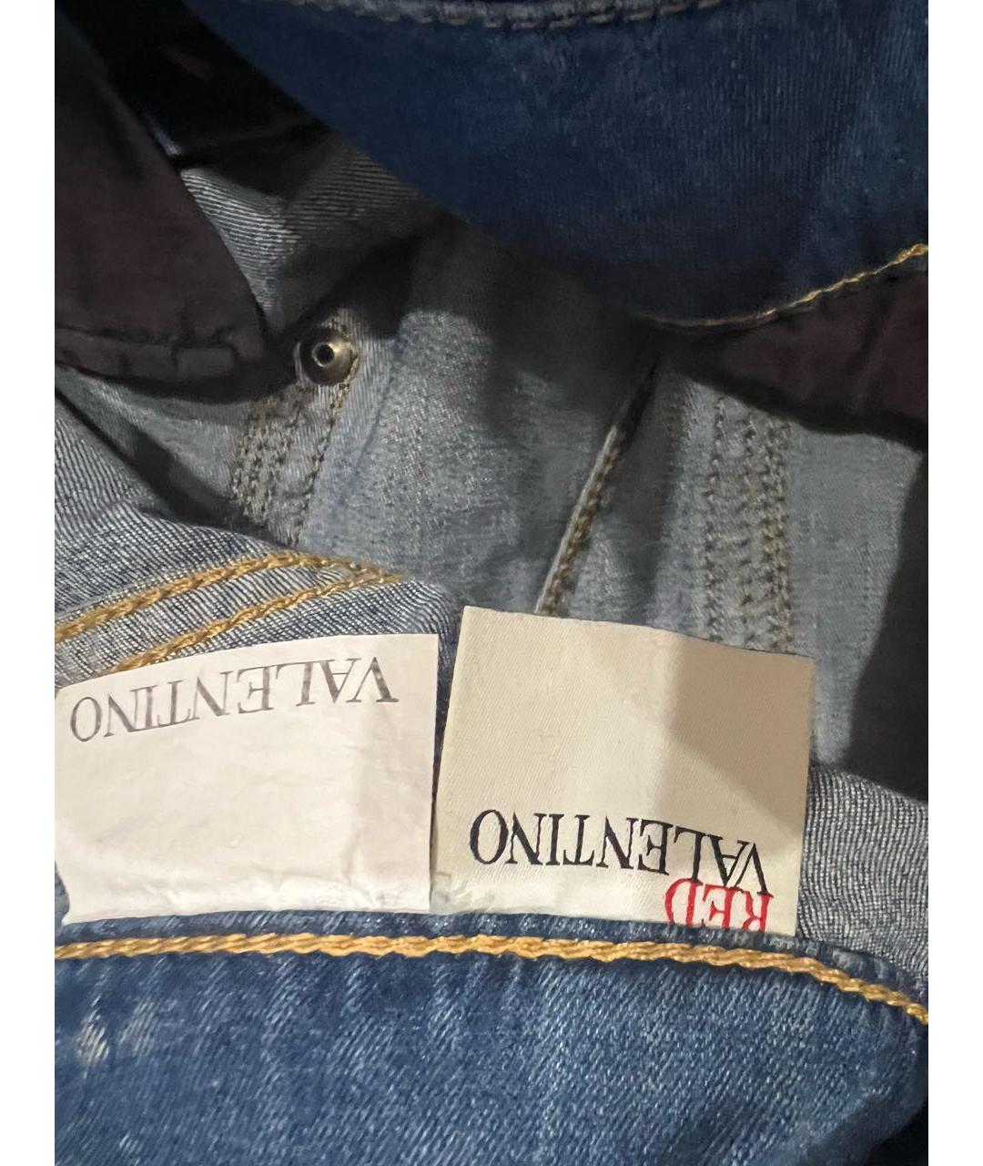 RED VALENTINO Синие хлопко-эластановые прямые джинсы, фото 6