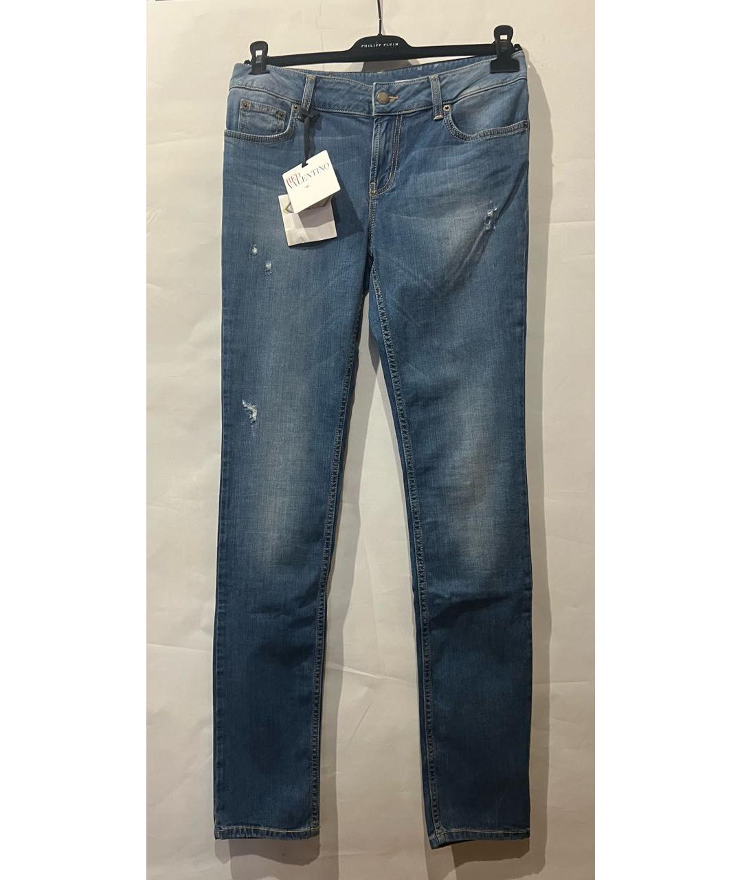 RED VALENTINO Синие хлопко-эластановые прямые джинсы, фото 7