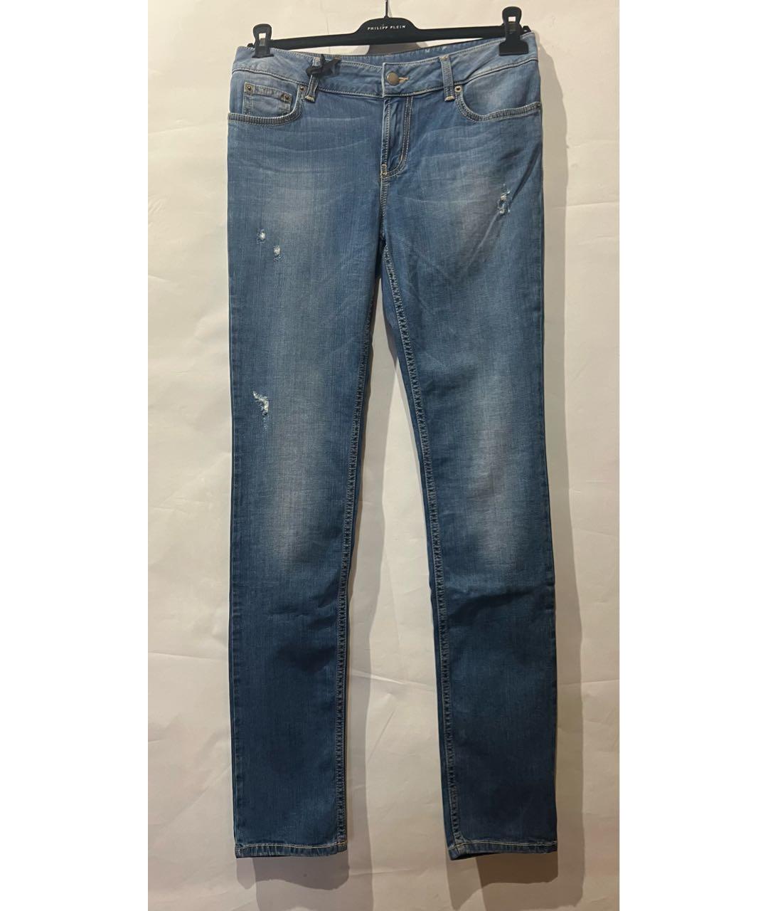 RED VALENTINO Синие хлопко-эластановые прямые джинсы, фото 8