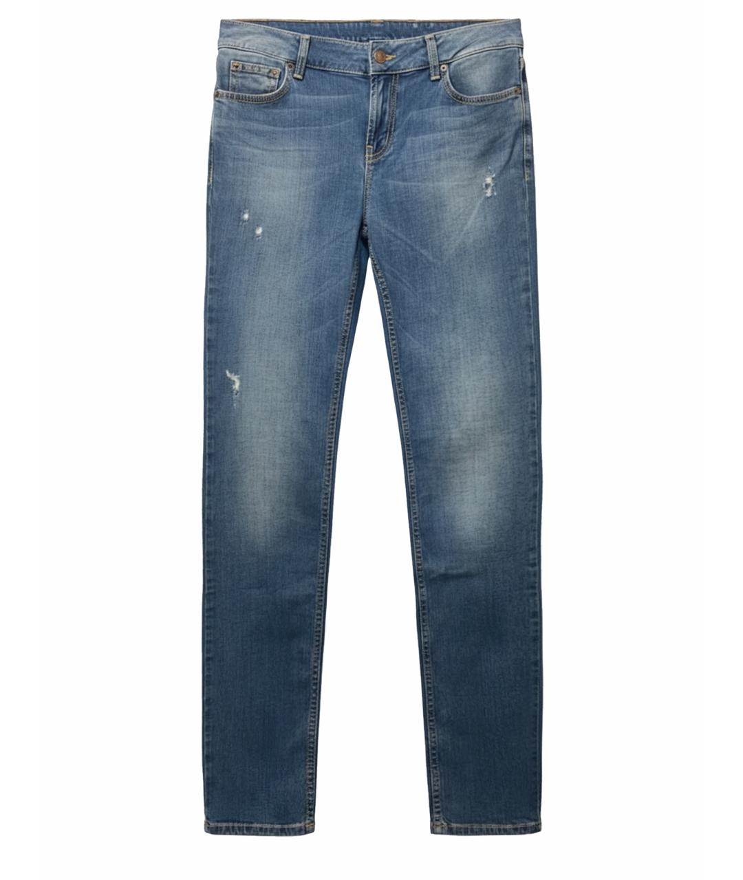 RED VALENTINO Синие хлопко-эластановые прямые джинсы, фото 1