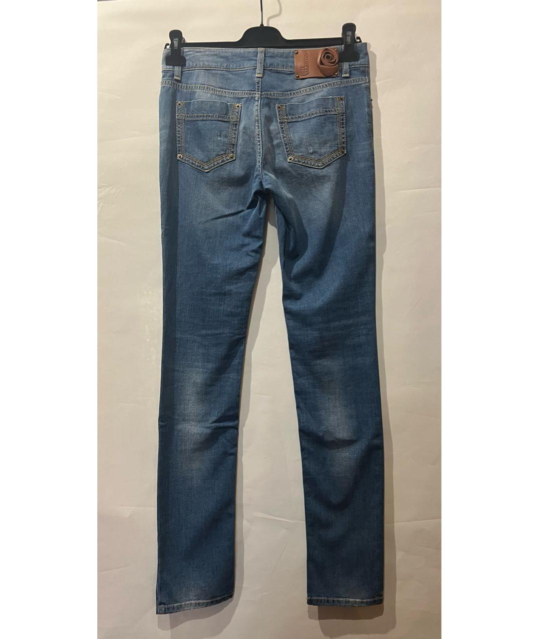 RED VALENTINO Синие хлопко-эластановые прямые джинсы, фото 2