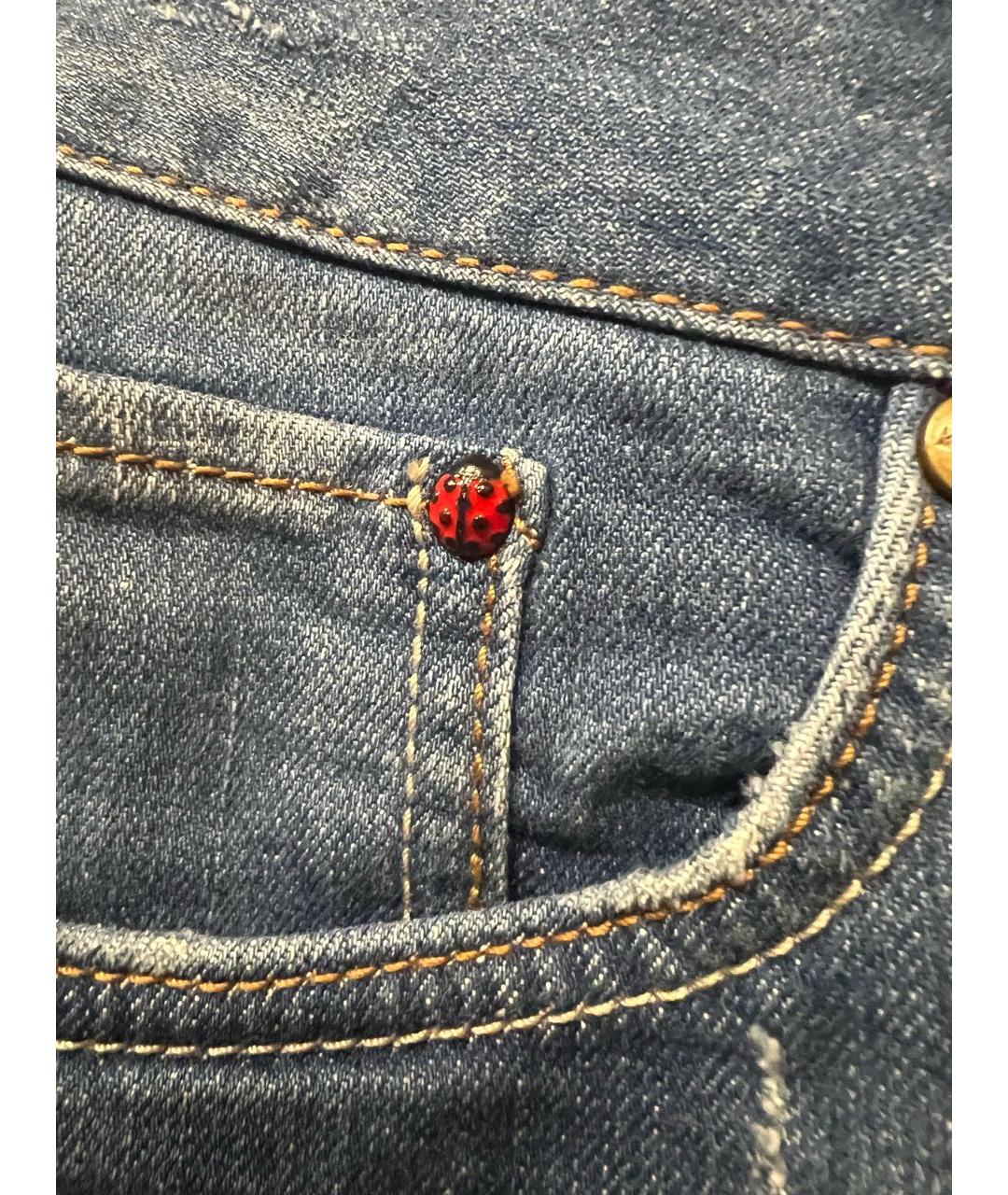 LOVE MOSCHINO Синие хлопко-эластановые прямые джинсы, фото 3