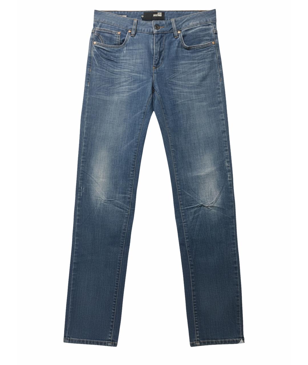 LOVE MOSCHINO Синие хлопко-эластановые прямые джинсы, фото 1