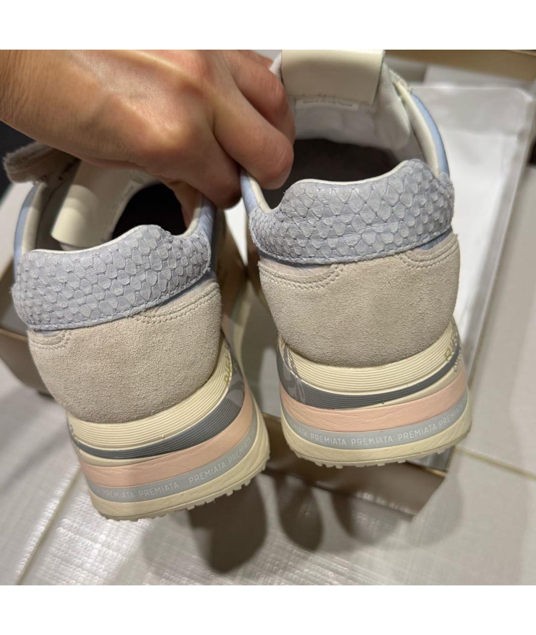 PREMIATA Бежевые замшевые кроссовки, фото 4
