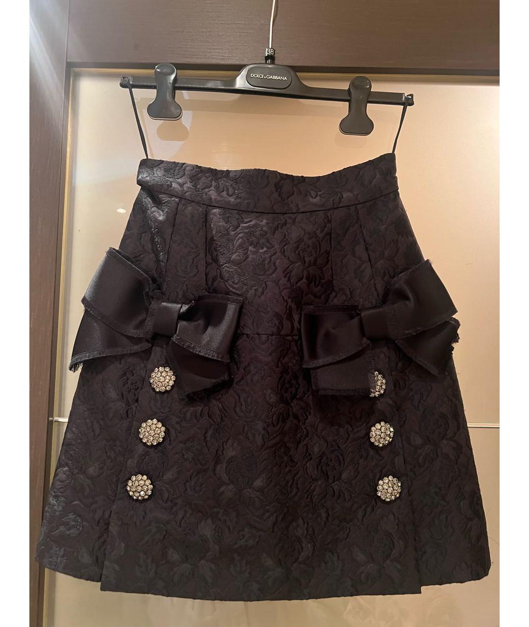 DOLCE&GABBANA Черная сетчатая юбка мини, фото 7