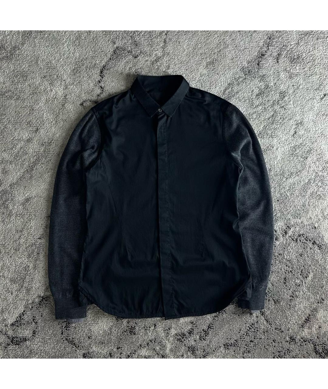 JUUN.J Черная хлопко-шерстяная кэжуал рубашка, фото 8