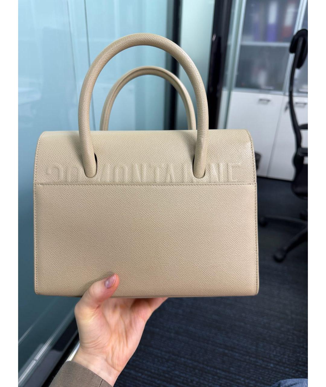 CHRISTIAN DIOR Бежевая кожаная сумка с короткими ручками, фото 3