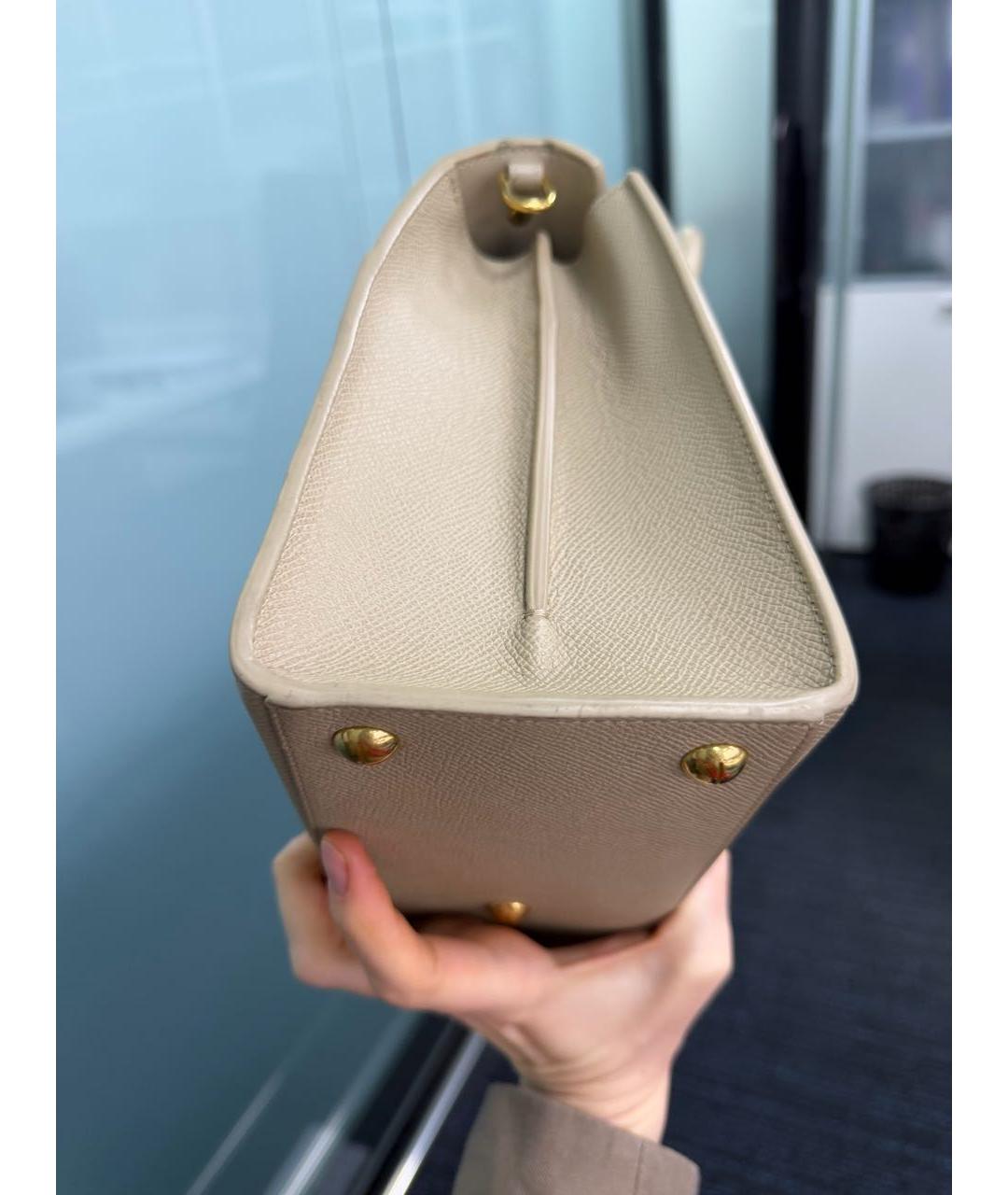 CHRISTIAN DIOR Бежевая кожаная сумка с короткими ручками, фото 2