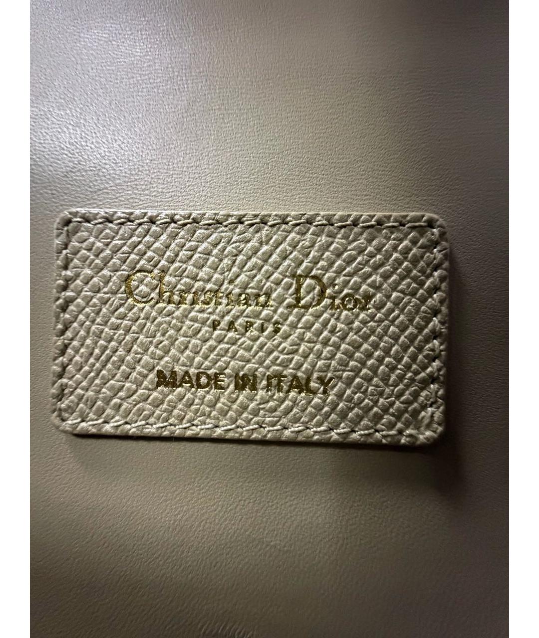 CHRISTIAN DIOR Бежевая кожаная сумка с короткими ручками, фото 6