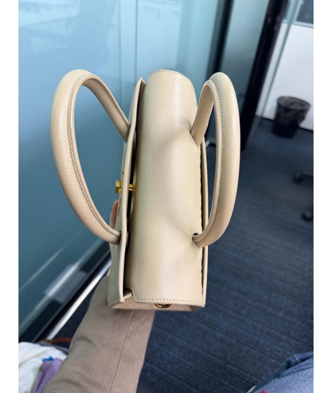 CHRISTIAN DIOR Бежевая кожаная сумка с короткими ручками, фото 4