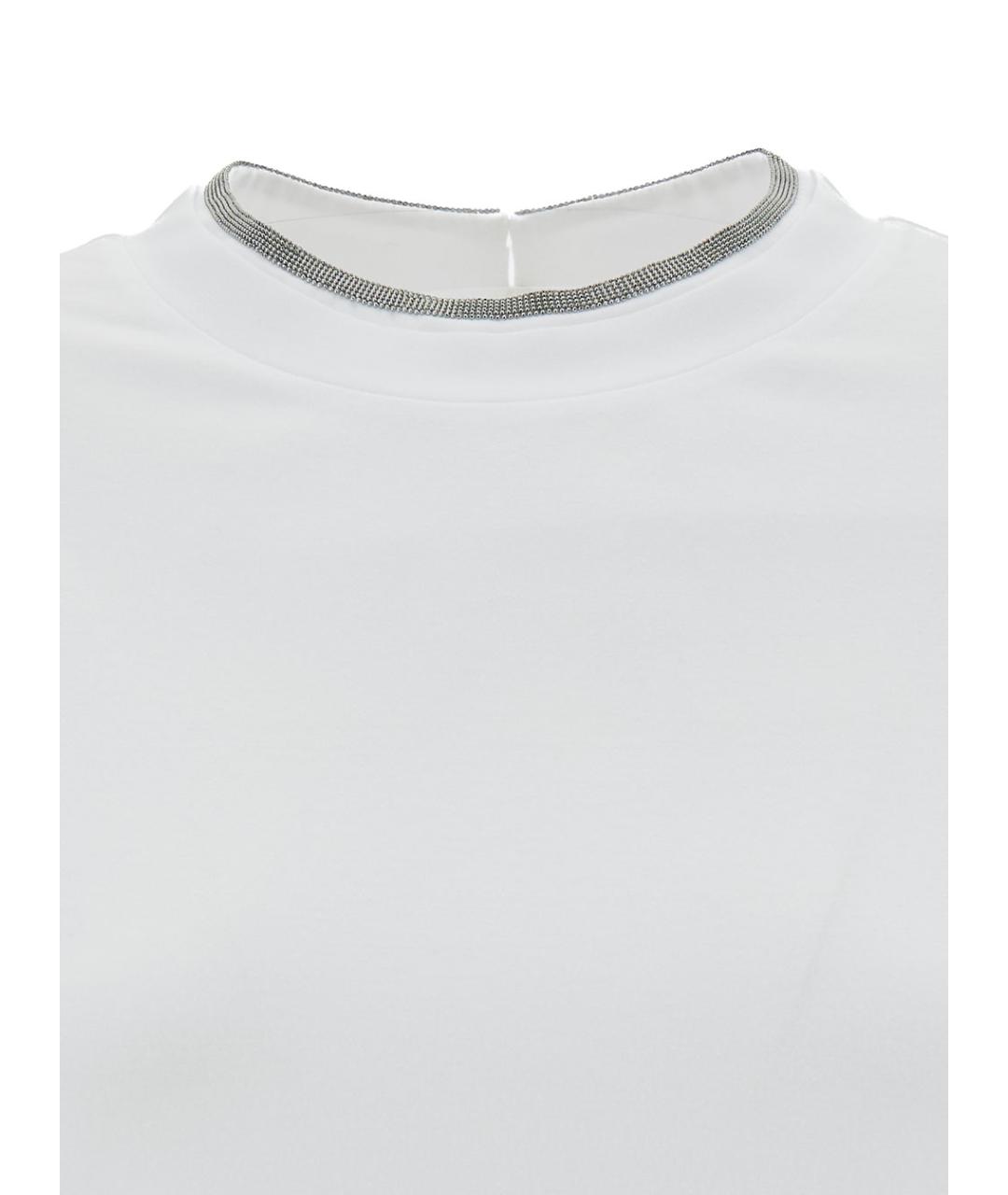 BRUNELLO CUCINELLI Белая хлопковая футболка, фото 3