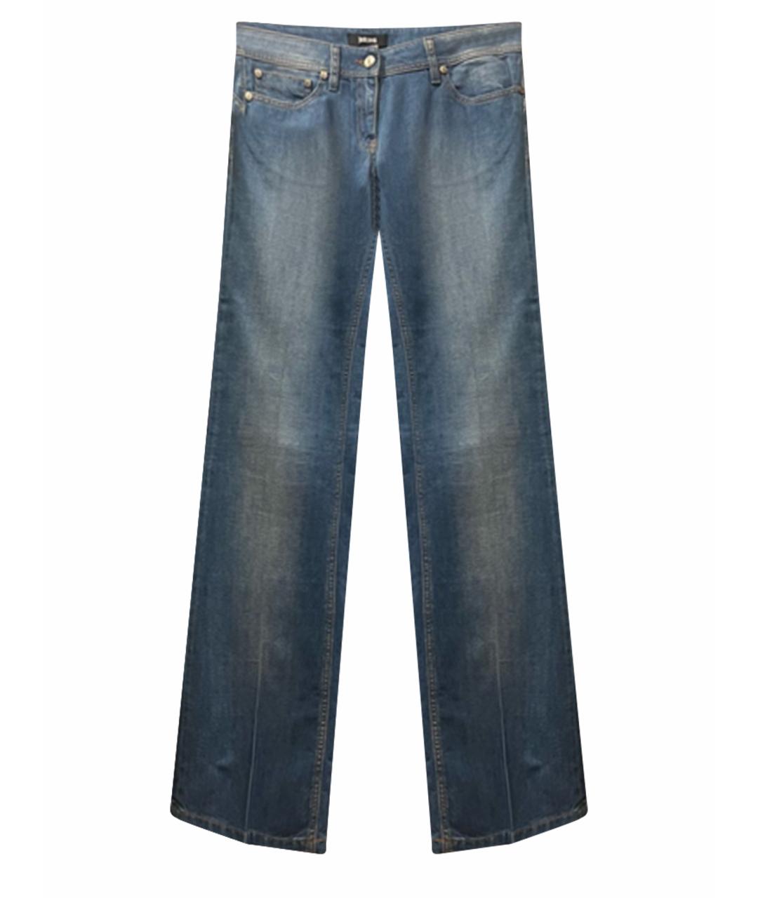 JUST CAVALLI Синие хлопко-эластановые прямые джинсы, фото 1