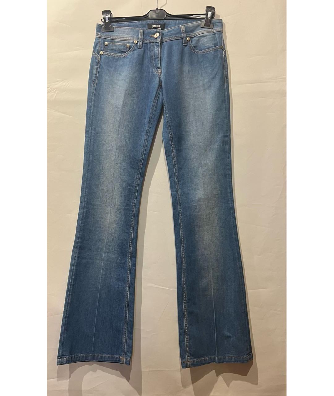 JUST CAVALLI Синие хлопко-эластановые прямые джинсы, фото 2