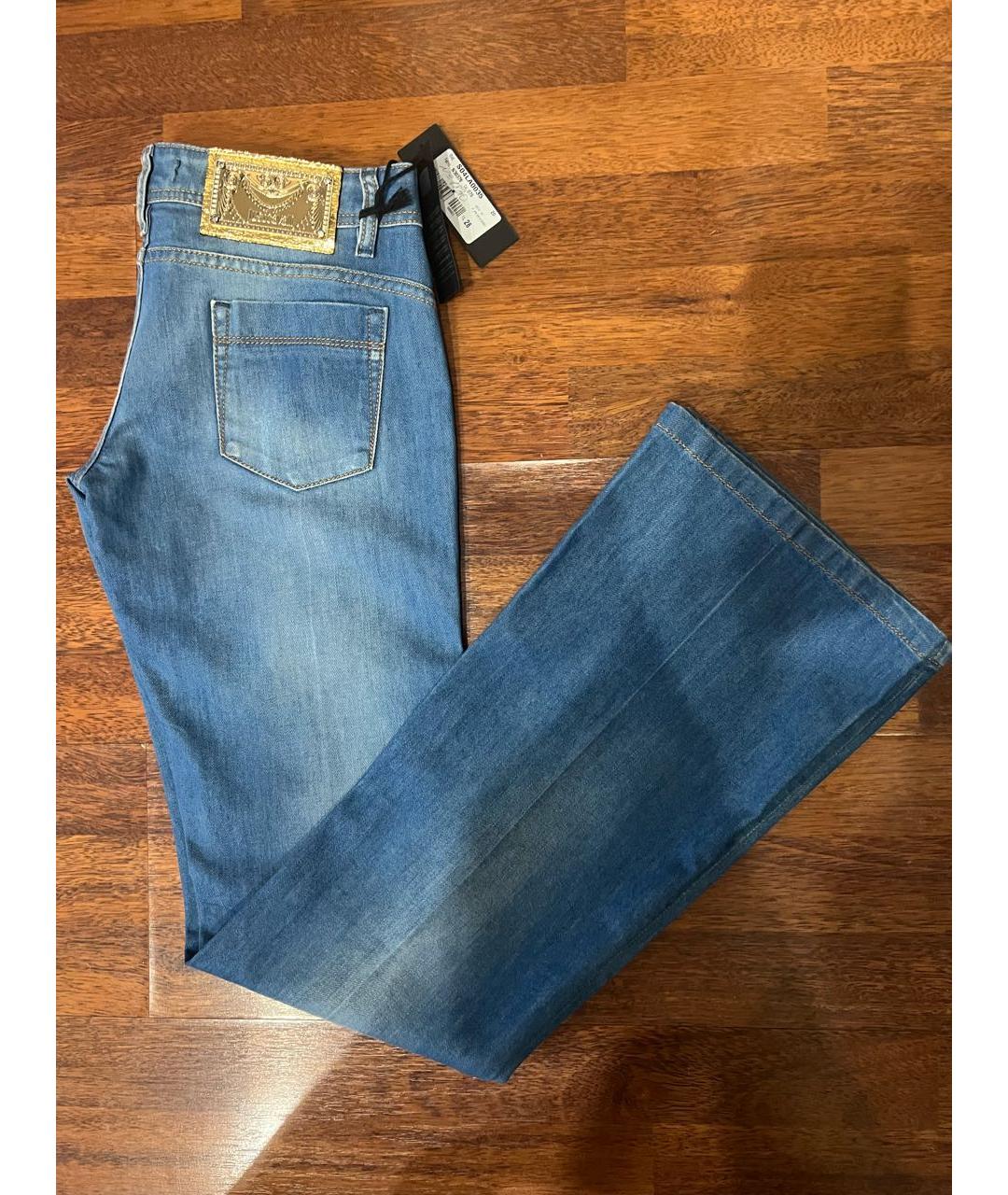 JUST CAVALLI Синие хлопко-эластановые прямые джинсы, фото 5